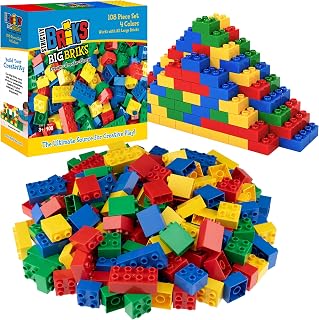 Strictly Briks Building Toy Big Blocks - Compatible with Lego Duplo Set for Toddlers & Kids Creative Play & Learning, 108 Set/Basic Colors