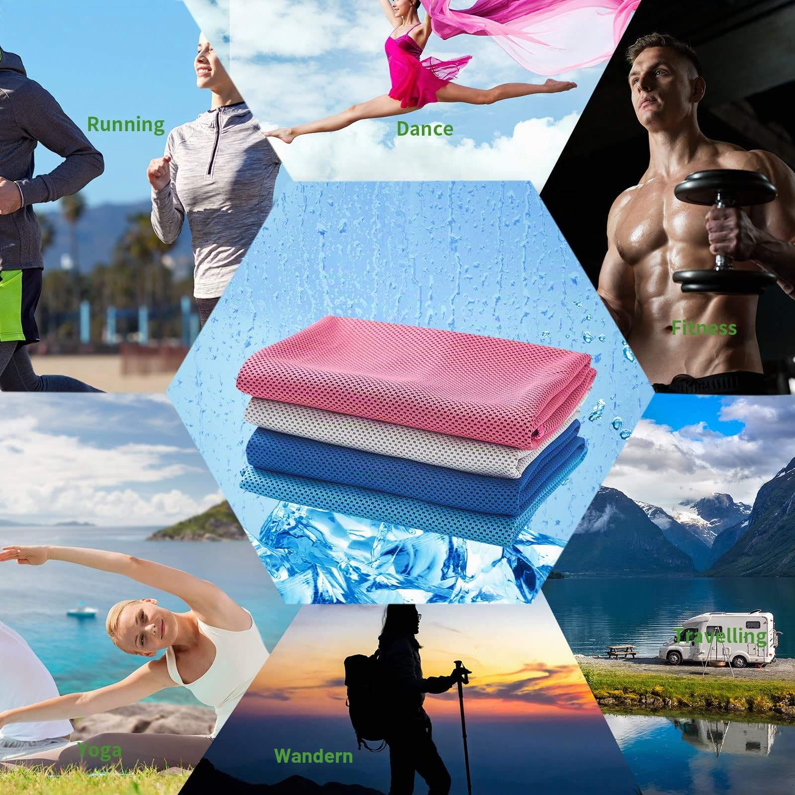 Kühlendes Handtuch, Mikrofaser-Eishandtuch, schnell trocknend, super saugfähig, ultrakompakt, kühlendes Handtuch, für Sport, Workout, Fitness, Fitnessstudio, Yoga, Pilates, Reisen, Camping und