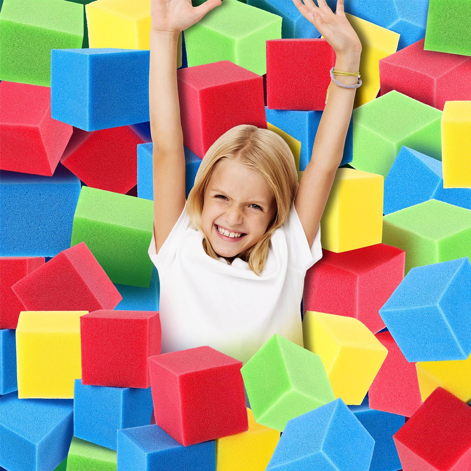 VioraWhite 36 Pcs Foam Pit Cubes Blocks 3.1 x 3.1 x 3.1 Inch Colorful Flame Retardant Foam Pit Blocks for Trampoline Arenas, Gymnastics, Parkour Courses Skateboard Parks Playground (Classic)