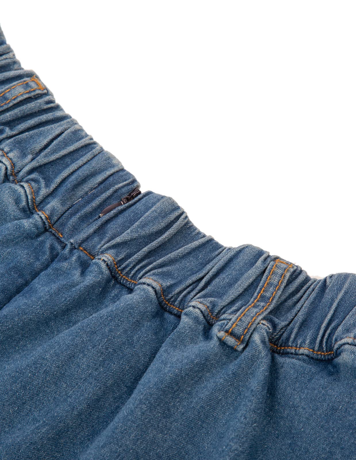 Belle Poque Women's Denim Skirts Vintage Below Knee Length High Waist A-Line Jean Skirts with Pockets