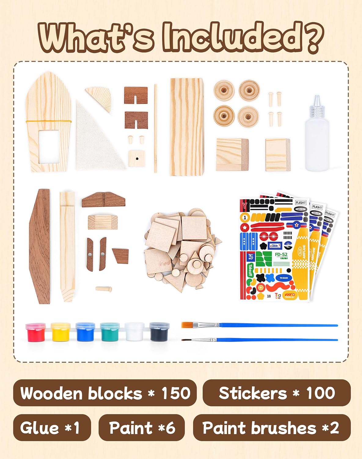 Wooden Build Paint Art Crafts Kit 3 Pack, Make Your Own Car Boat & Plane DIY Craft Toys for Kids Boys, STEM Educational Toy Set for Kids Ages 4-8, 8-12