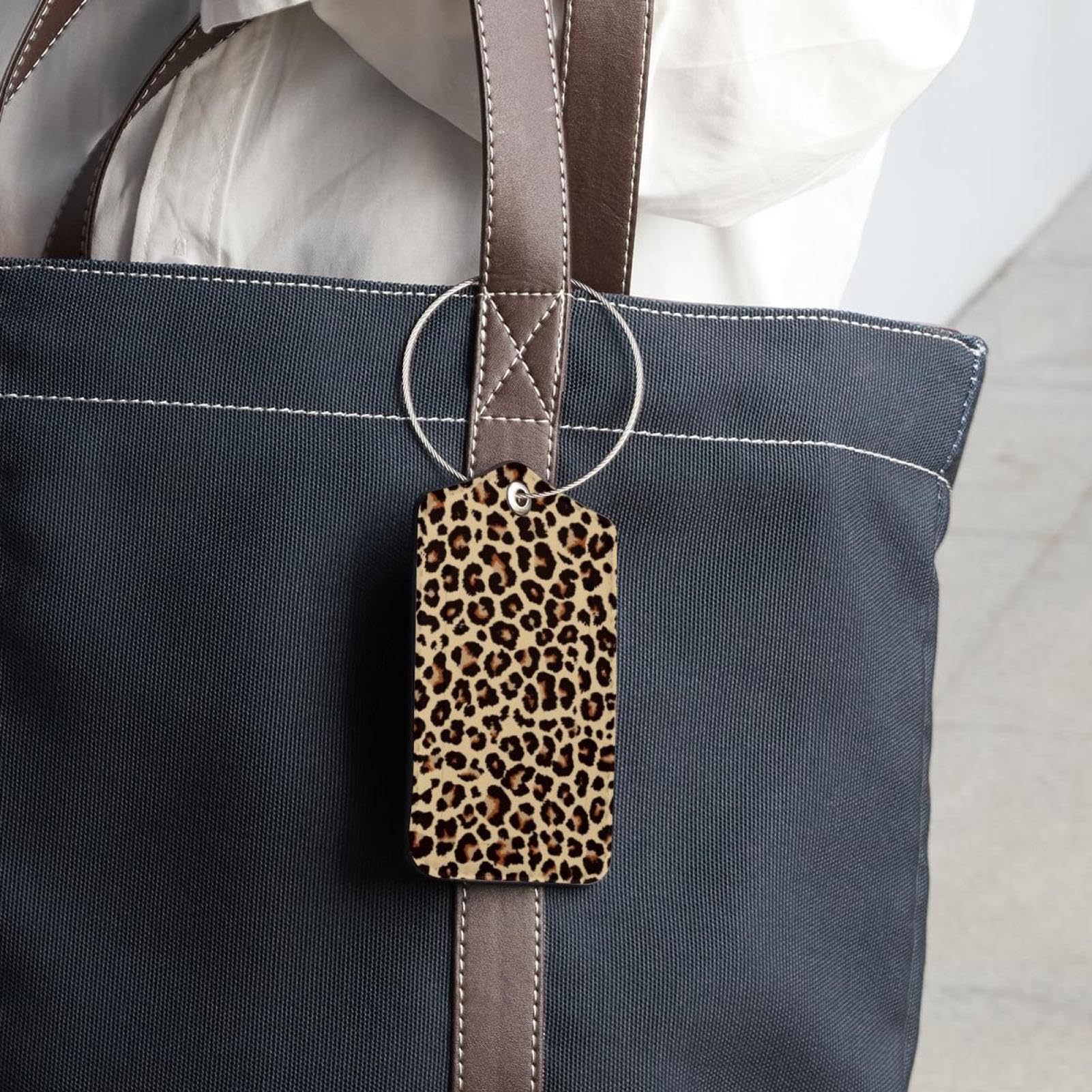 Set 2 Etichette Bagaglio In PVC Con Motivo Leopardato, Impermeabili, Con Copertura Privacy E Cinturino Regolabile