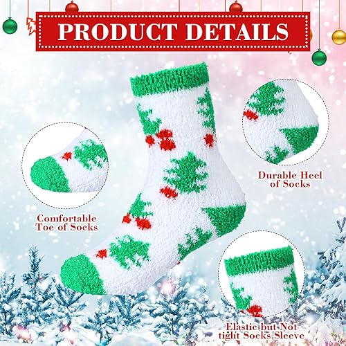 Miniatura 3 de SATINIOR 10 pares de calcetines de Navidad mullidos y esponjosos, calcetines cálidos de Navidad, calcetines coloridos de felpa de Navidad