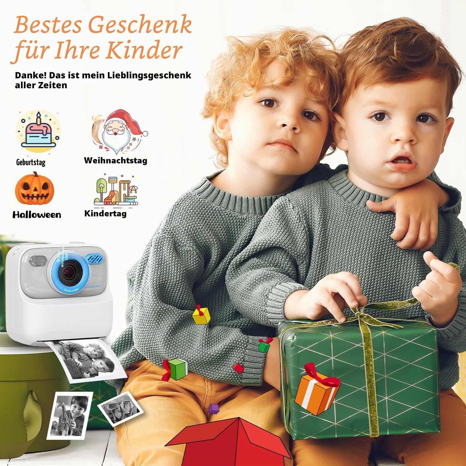 Upgrade Kinderkamera Sofortdruck für Jungen und Mädchen, 1080P HD Dual-Linse Selfie Digitalkamera mit Druckpapier, Weihnachten Geburtstag Geschenke Spielzeug für Kleinkind und Jugendliche