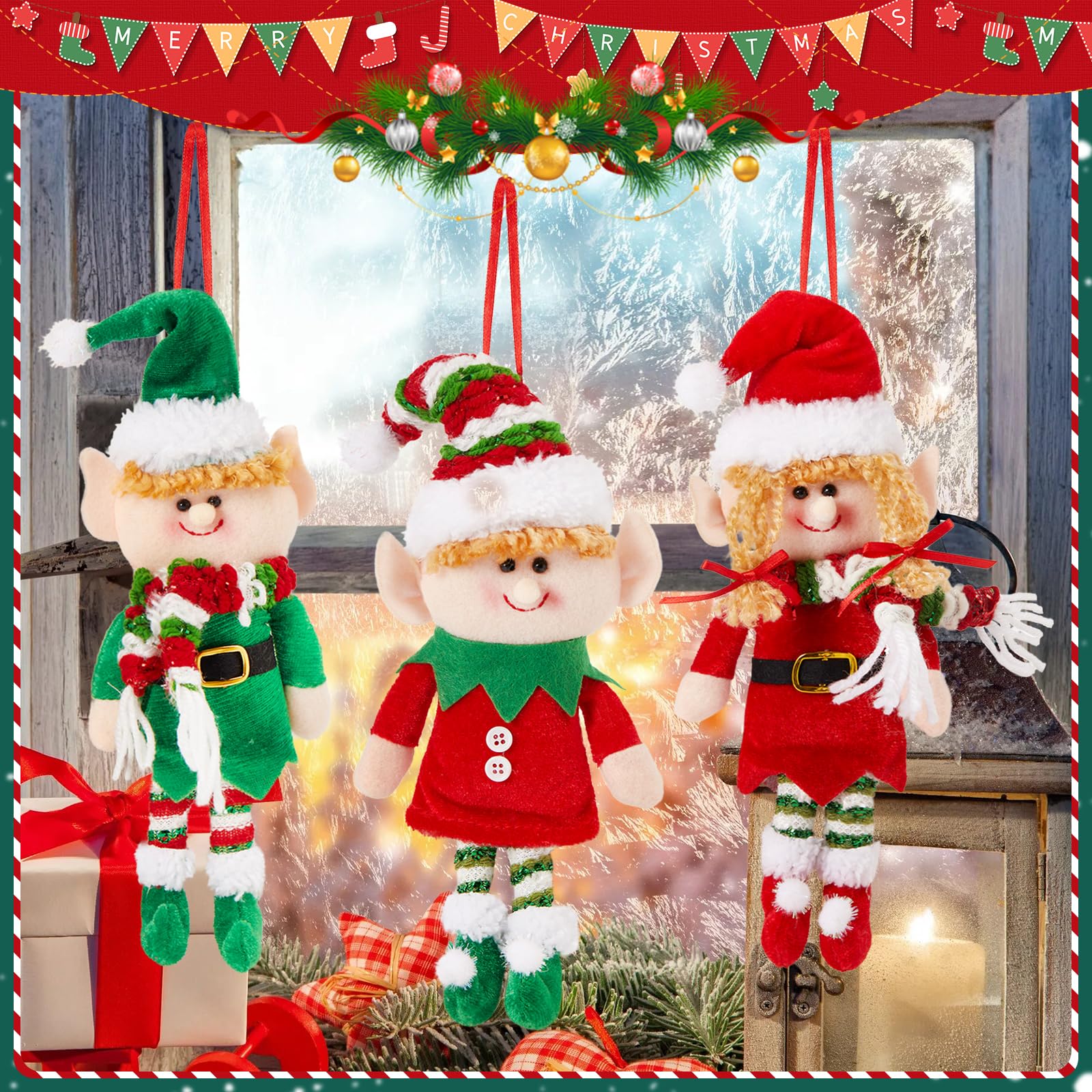 3pcs Houwsbaby 12 Handmade Christmas Elf Stuffed Decoration