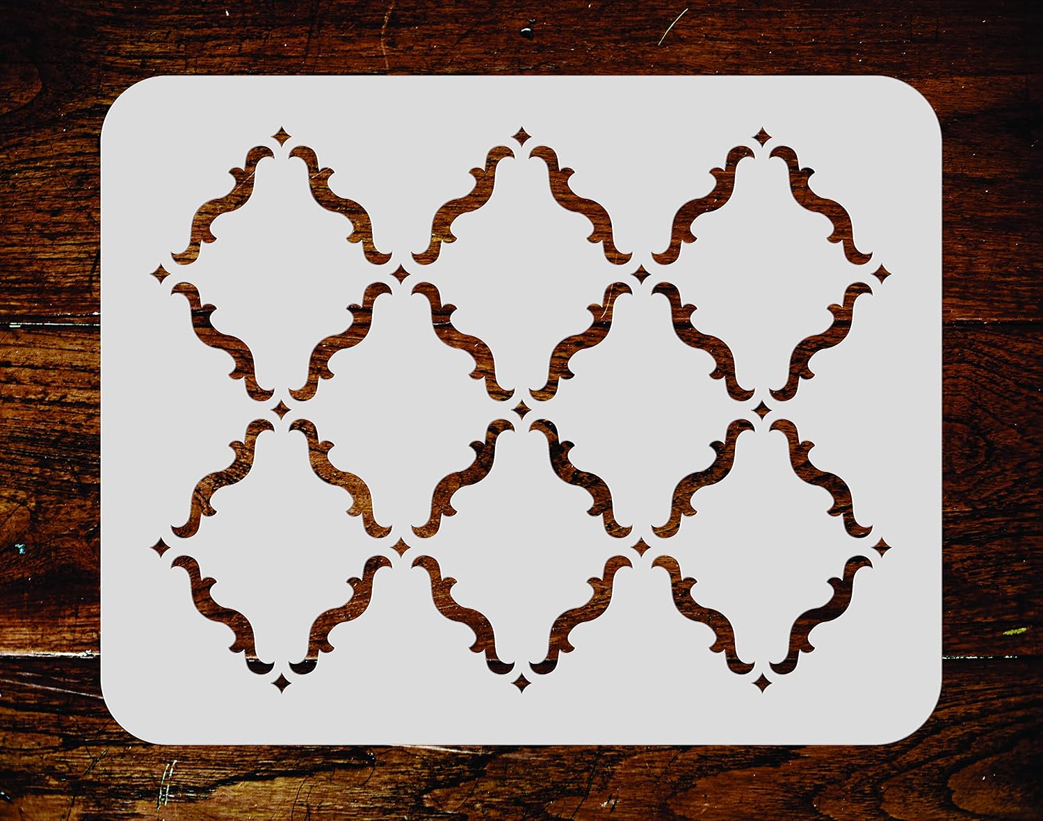 Moroccan Trellis Stencil, 9 x 7 inch - Quatrefoil Allover Marrakesh Trellis Decor