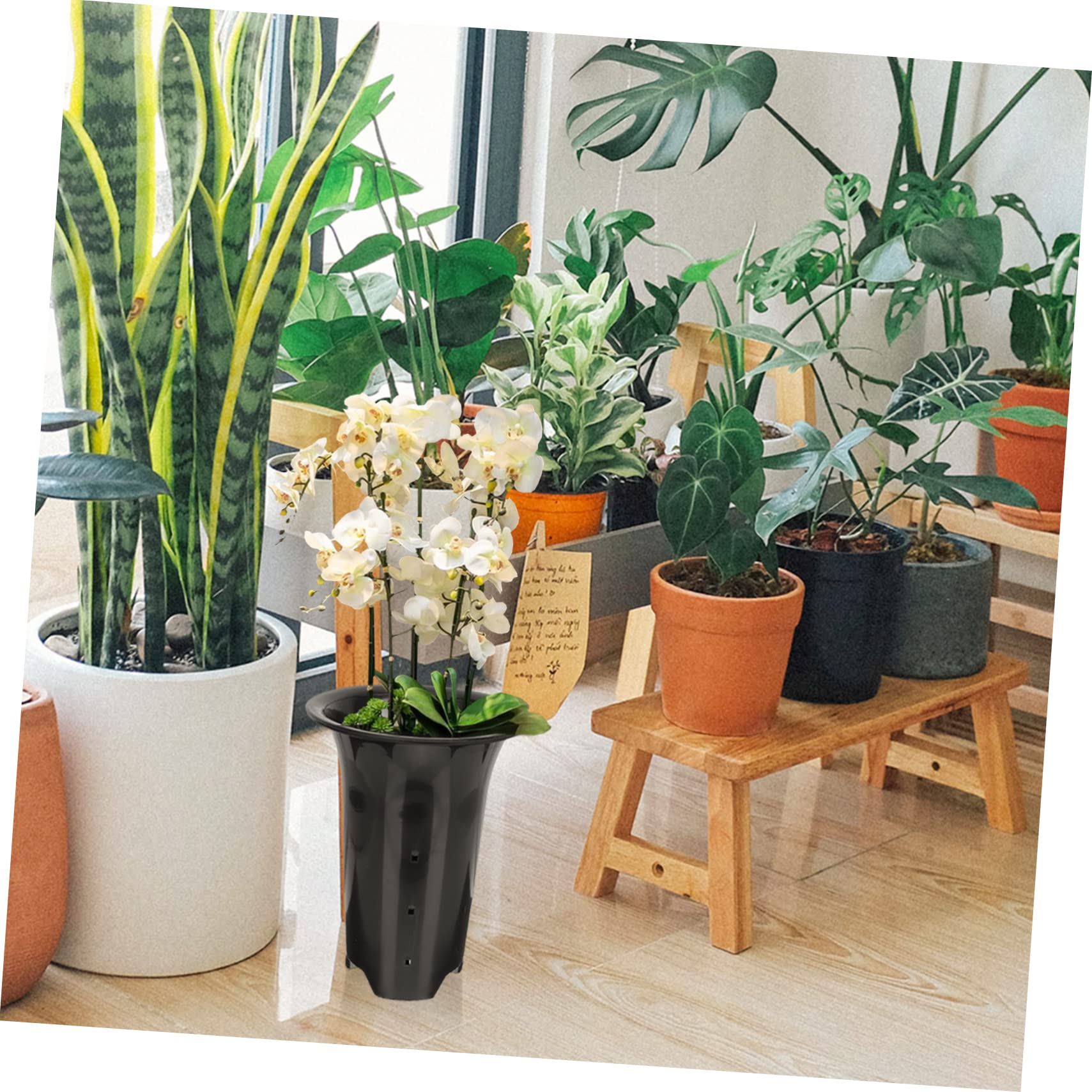 TOYANDONA Lot de 10 Pots à Orchidées en Plastique Noir 15 Cm pour Jardin Intérieur, Contrôle des Racines Hauteurs Augmentées, Pots Respirants Résistants et Perforés, Culture et Entretien Optimisés