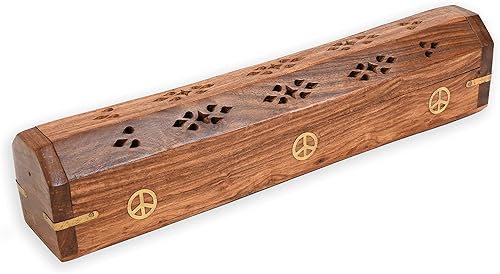 Miniatura 8 de Paquete de 2 soportes para varillas de incienso, estilo ataúd, quemador de incienso de madera con incrustaciones de elefante (natural) hecho a mano