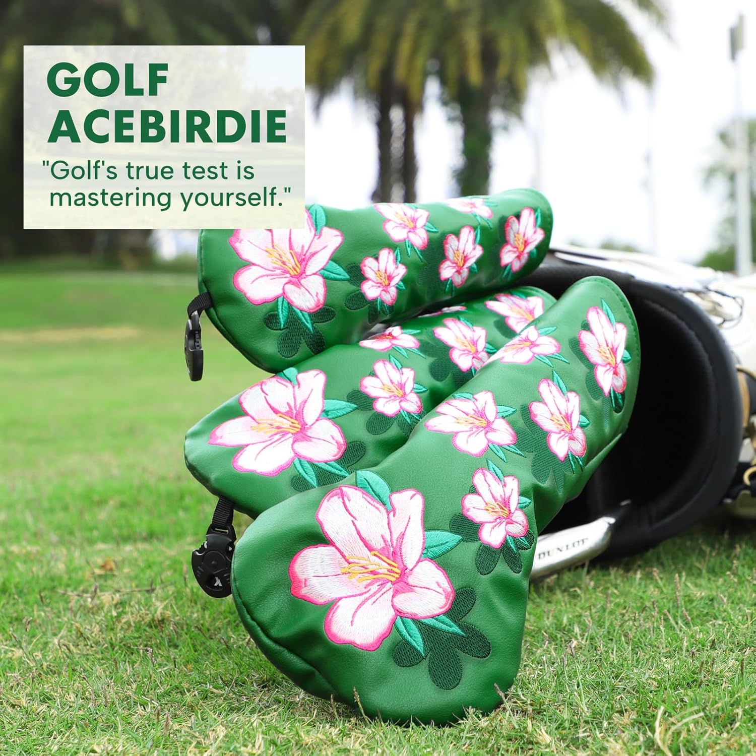 Golf Club Head Covers for Driver Covers, Fairway Wood Cover, Hybrid Head Cover, Funny Premium Leather Azalea Golf Headcovers Fits Most of Golf Club Cover