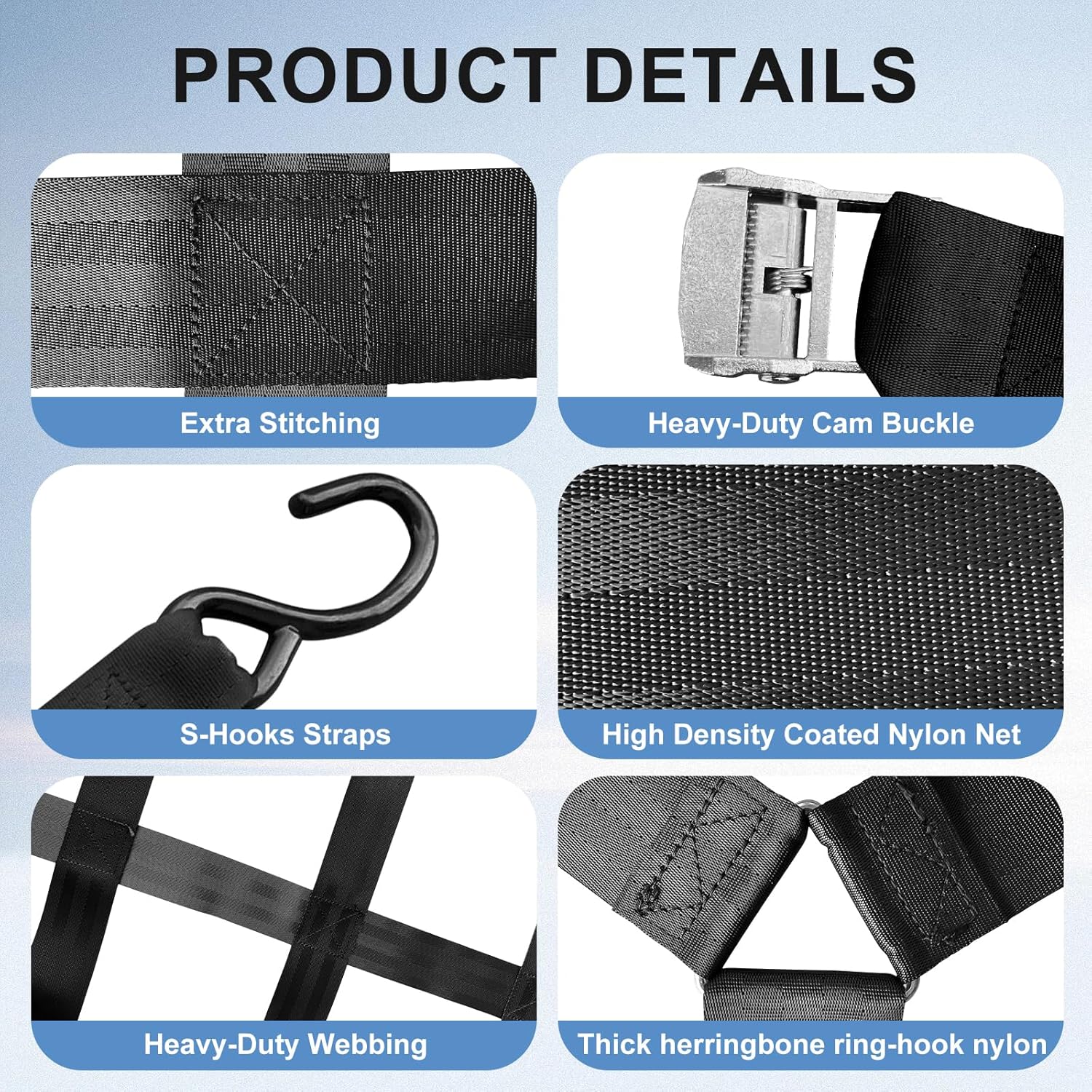 Cargo Net for Pickup Truck Bed, 82" x 50" Heavy Duty 1100LBS Capacity, Adjustable Cam Buckles & S-Hooks, Thick Herringbone Nylon Mesh with Drawstring Storage Bag for Trailers and Trucks