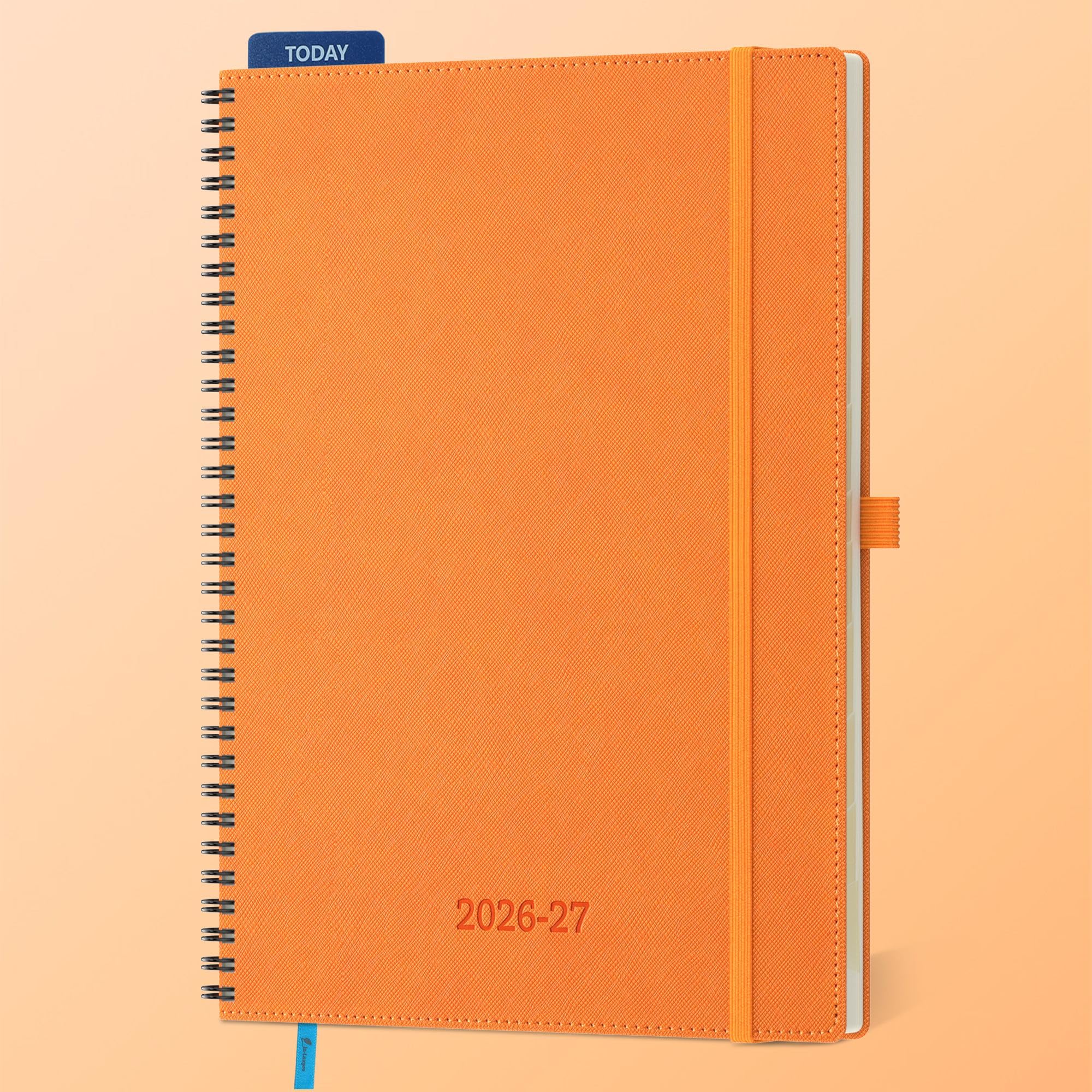 IN-LUXPRO Academic Diary 2026-2027: A4 Week to View (29x21.5 cm) 18 Months(Jul'26 - Dec'27) Spiral Weekly & Monthly Planner with Month Tabs & Inner Pocket, Expenses/Note Pages, PU Leather Orange