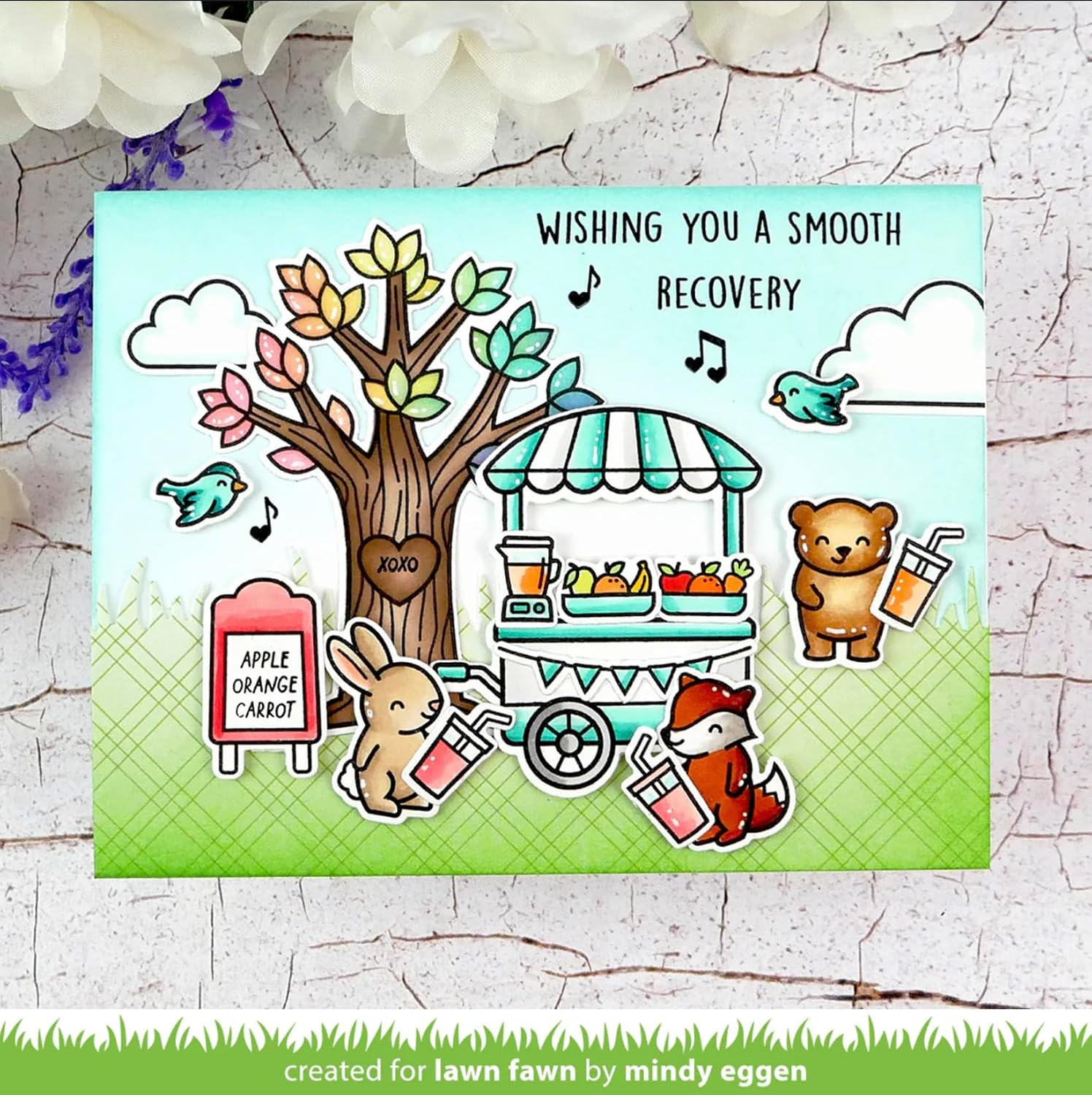 Lawn Fawn Heart Tree 3"x4" Clear Stamp Set, Coordinating Dies, Stencil, Scrapbook Adhesives Foam Squares
