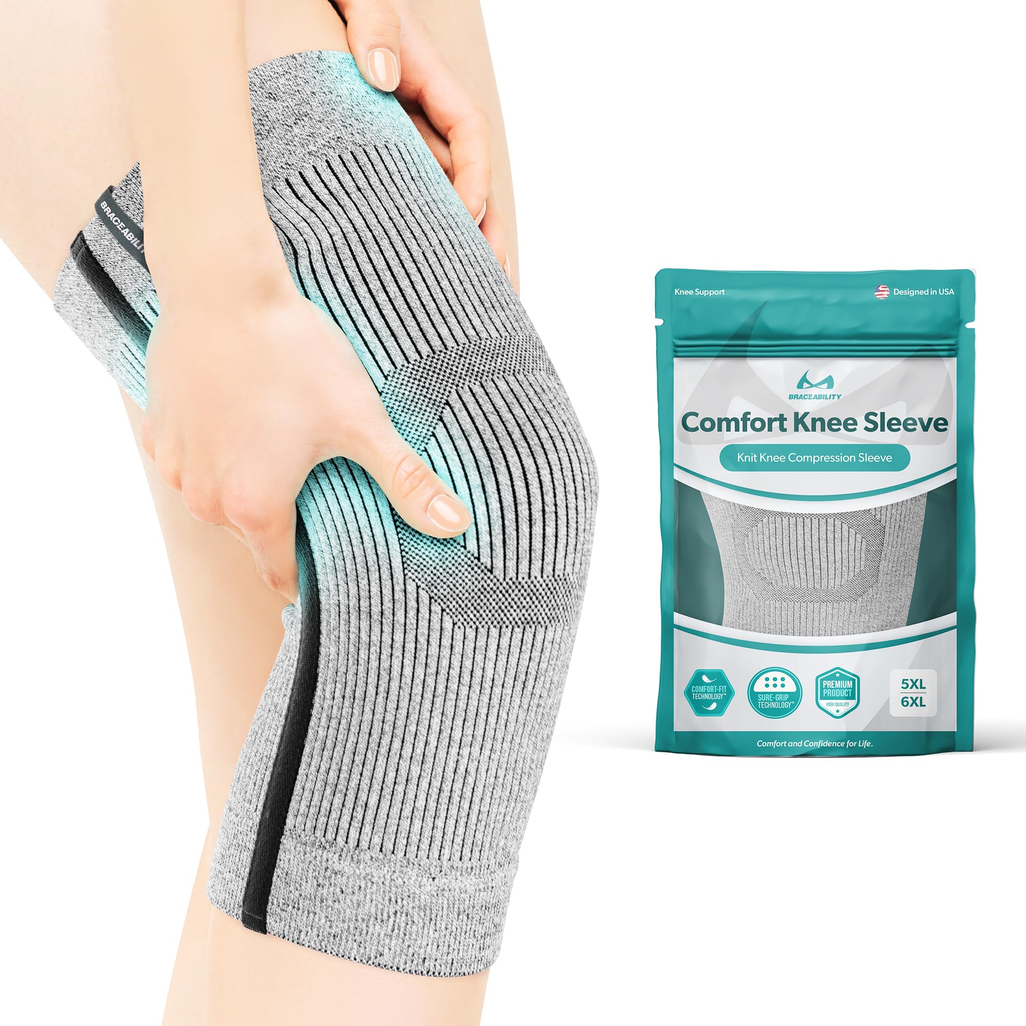 BraceAbility Plus Size Knee Compression Sleeve