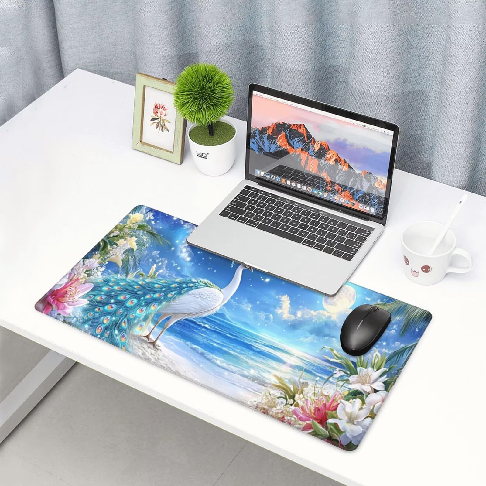Podkładka pod mysz paw XXL mata na biurko księżyc 1600 x 800 x 3 mm zmywalna podkładka do gier na laptopa, z antypoślizgową gumową podkładką do gier, PC, pracowników biurowych Y525