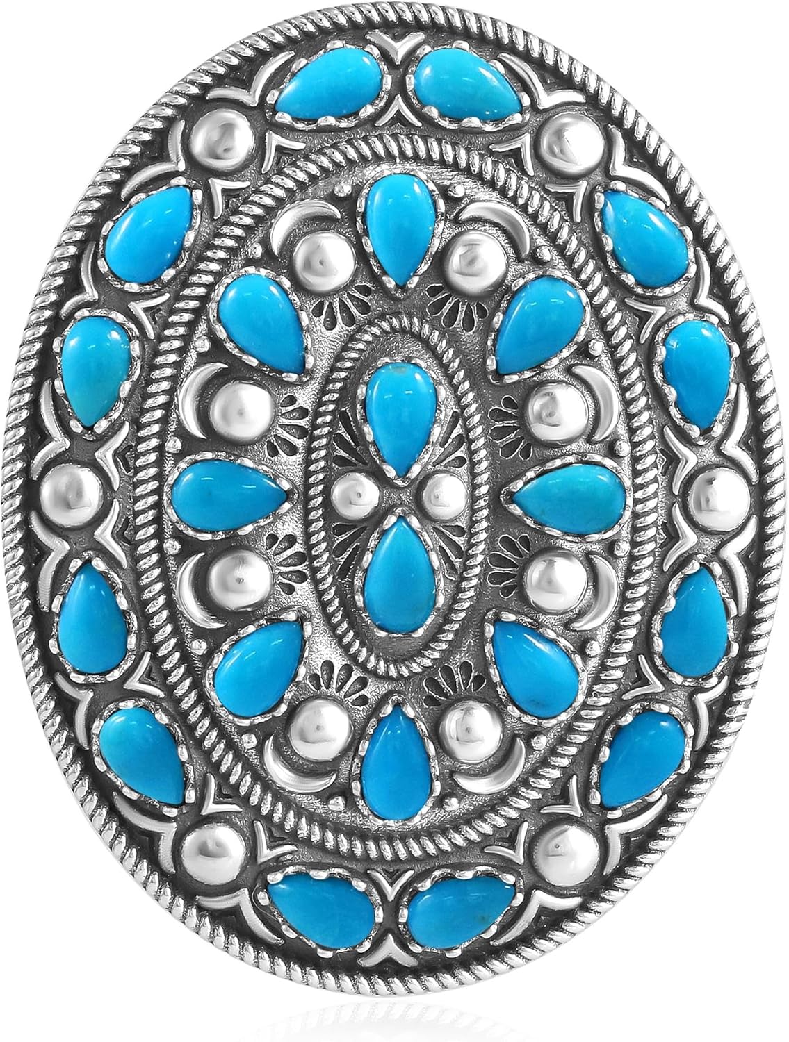 American West Jewelry Sterling Silver Genuine Gemstone Cluster Gemstone Oval Pendant Enhancer