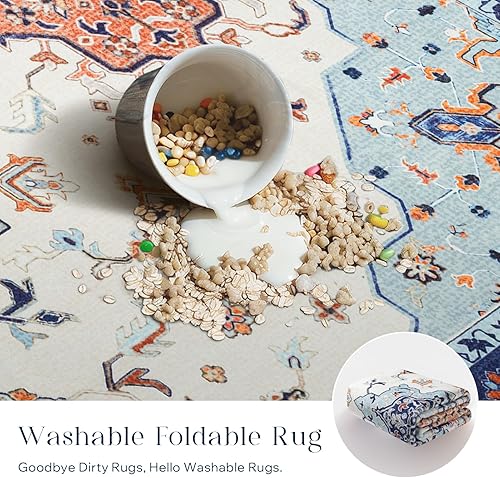 Miniatura 178 de Phantoscope Vintage Collection - Alfombra de área de 8 x 10 pies, alfombra grande para sala de estar, lavable, bohemio, antideslizante