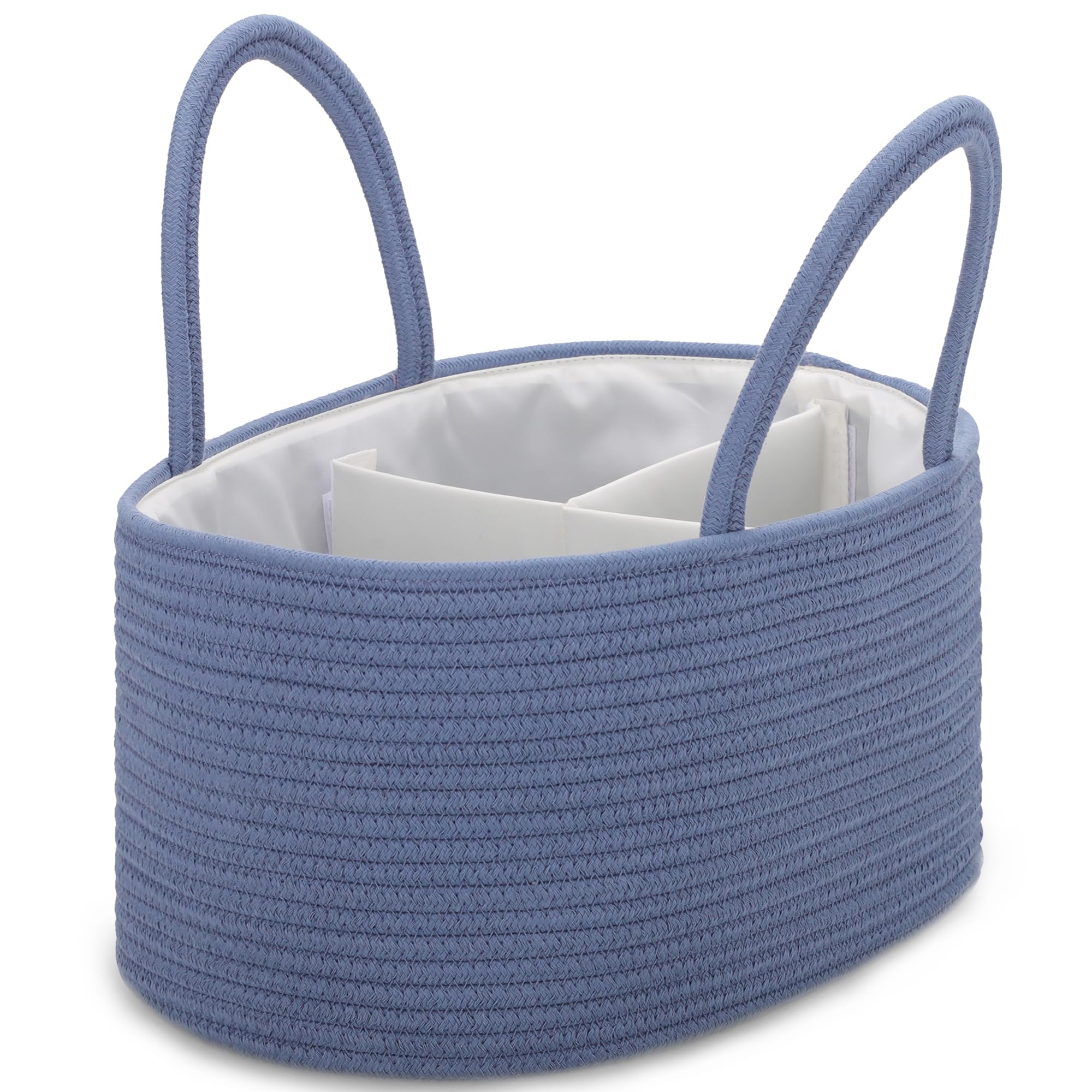 COMSE Large Baby Diaper Caddy Organizer for Girl Boy, Car Caddy with Handles, Cotton Rope Basket for Changing Table, Nursery Organizer, Gift for Baby