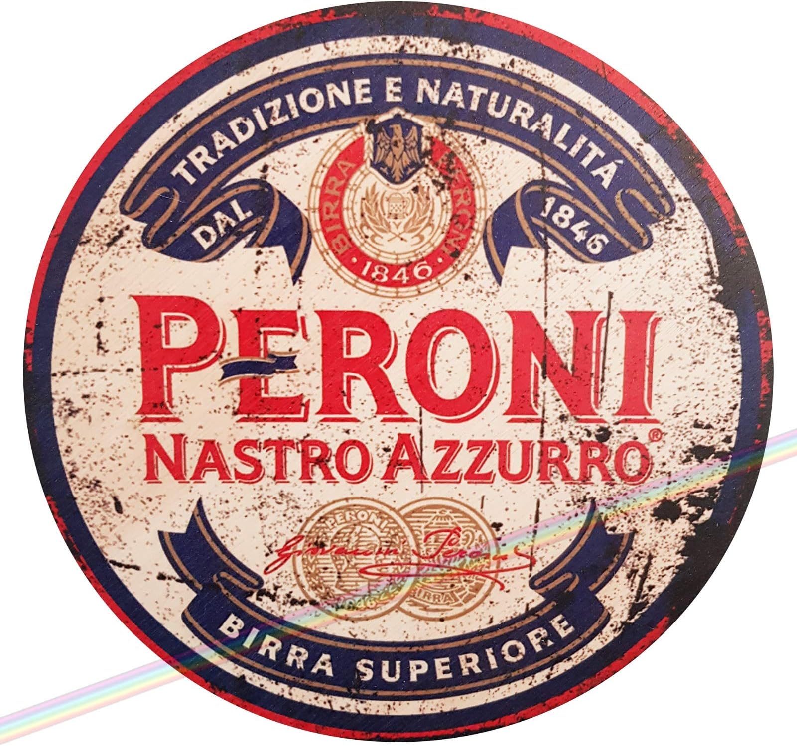 SIGNS 2 ALL Circle Wooden Mancave Vintage Retro Wood Bar Pub Diameter 19cm ( PERONI )