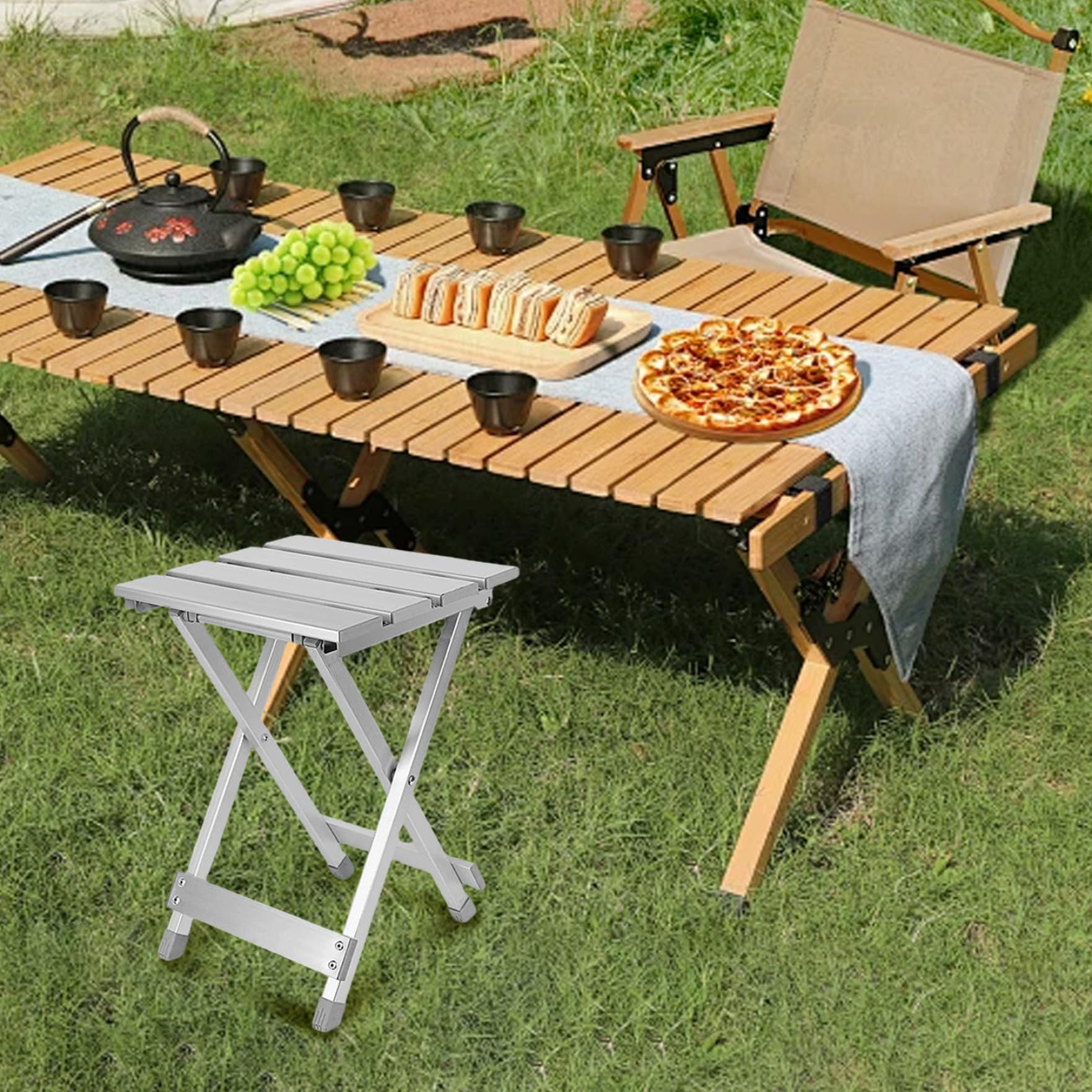 Przenośny składany wodoodporny stolik pomocniczy na zewnątrz - mały stolik końcowy patio na balkon, taras, werandę i basen - idealny do życia na świeżym powietrzu i spotkań na podwórku