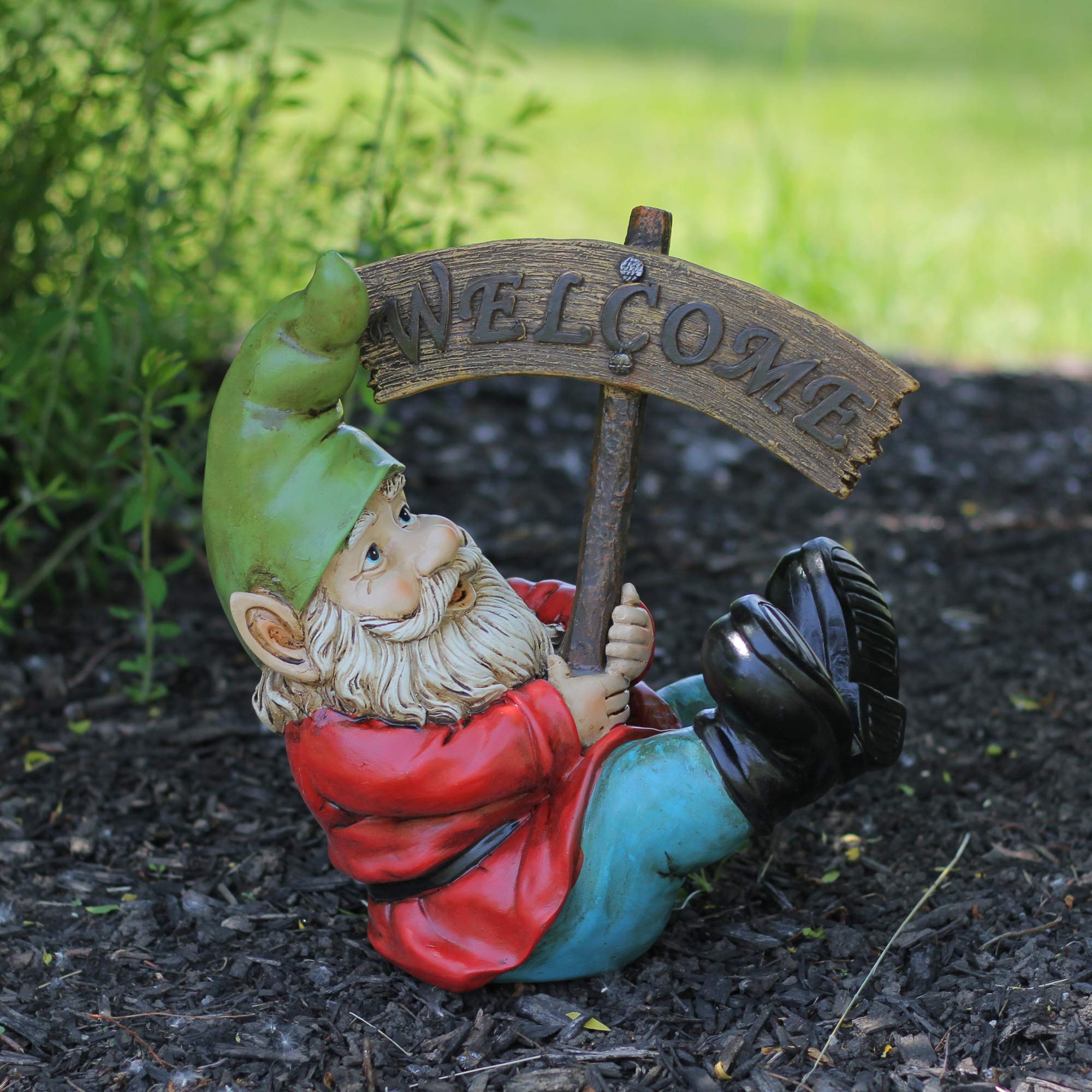 Amazon.com : Northlight AG16099 Silly Gnome with Welcome Sign