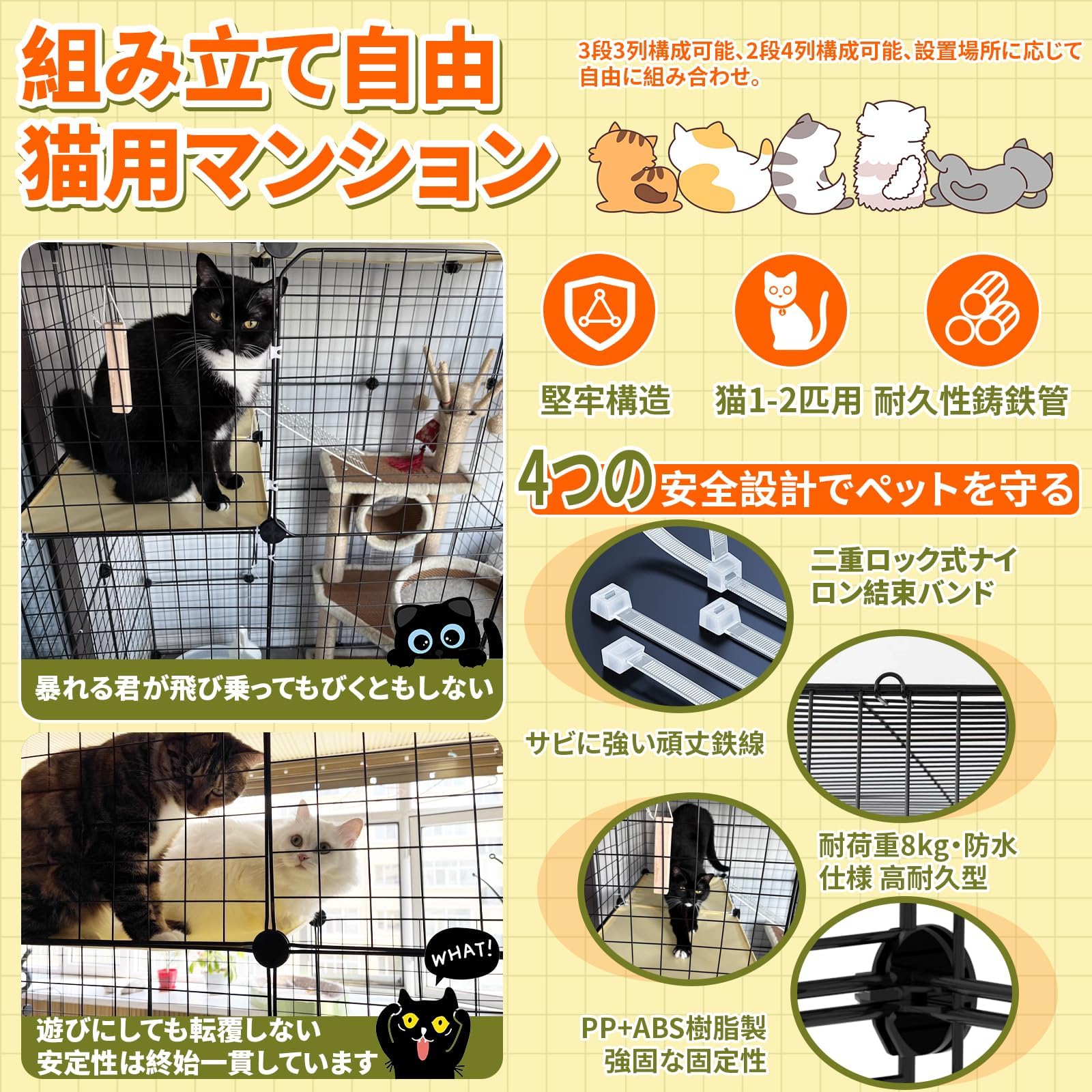 Amazon.co.jp: NODIBRO 猫ケージ 大型 3列3段2排 脱走防止 お手入れが Amazon.co.jp: NODIBRO 猫ケージ 大型 3列3段2排 脱走防止 お手入れが