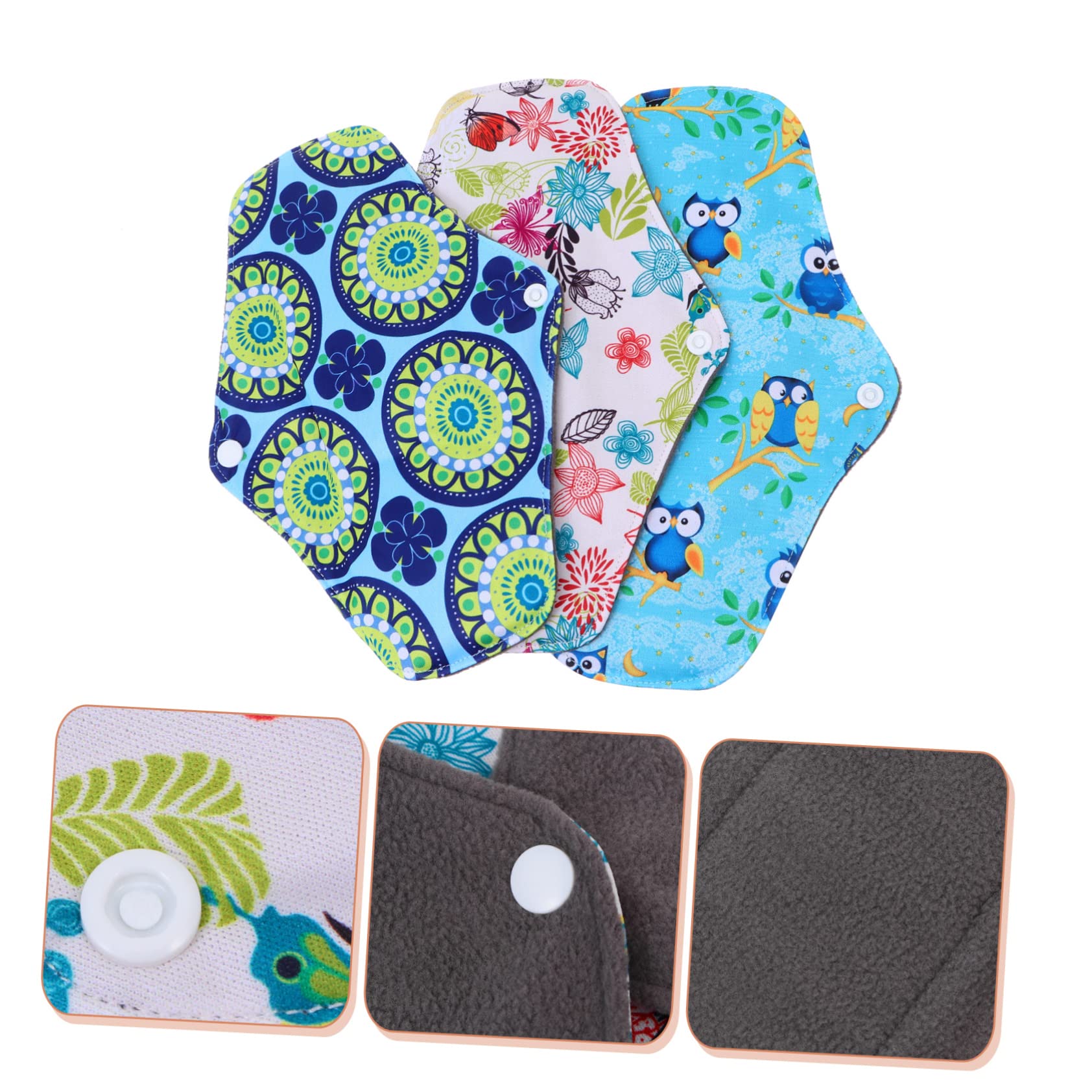 Didiseaon 3 Juegos Toallas Sanitarias Reutilizables Toallas Sanitarias De Tela Compresas Menstruales Reutilizables Compresas Con Alas Cuecas Menstruales Colchonetas De Lactancia 3 Piezas * 3