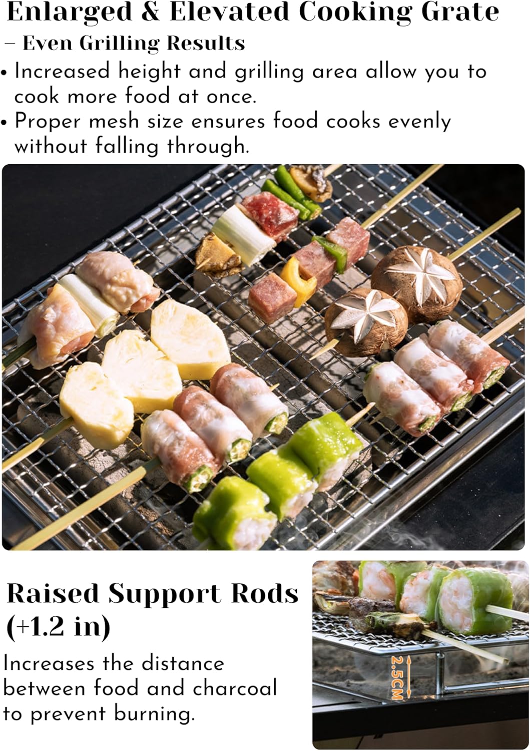 CAMPINGMOON IGT Compatible Charcoal Grill Portable Tabletop BBQ Stove Heat-Shield Design 304 Stainless Steel Precision Airflow Overlanding Camping UG-1