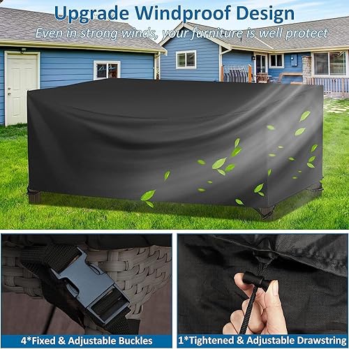 Miniatura 5 de Wanocean Fundas impermeables para muebles de patio, 55 x 55 pulgadas, funda para muebles de exterior con bolsa de almacenamiento, funda de mesa y