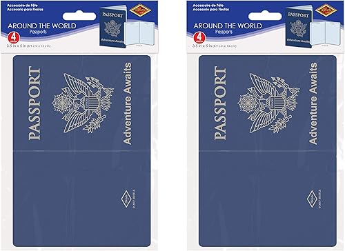 Miniatura 2 de Beistle Juego de 8 pasaportes alrededor del mundo, recuerdos de fiesta de viaje de aventura global, fabricados en Estados Unidos desde 1900