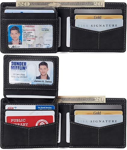 Miniatura 2 de Alpine Swiss Connor - Cartera plegable ejecutiva Pasajero de negocios para hombres Cuero de primera calidad Ventanas de identificación doble