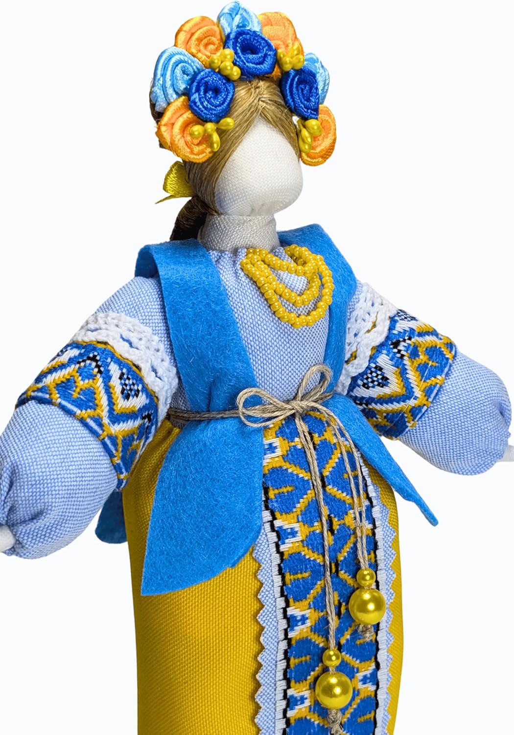 Exclusive Collectible Ukraine Motanka Doll Slavic Design Handmade Made in Ukraine 7.5" (Yellow-Blue)
