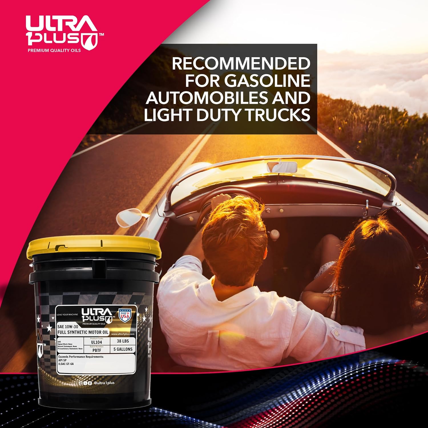 ULTRA 1PLUS SAE 10W-30 Full Synthetic Motor Oil, API SP, ILSAC GF-6A (5 QTS)