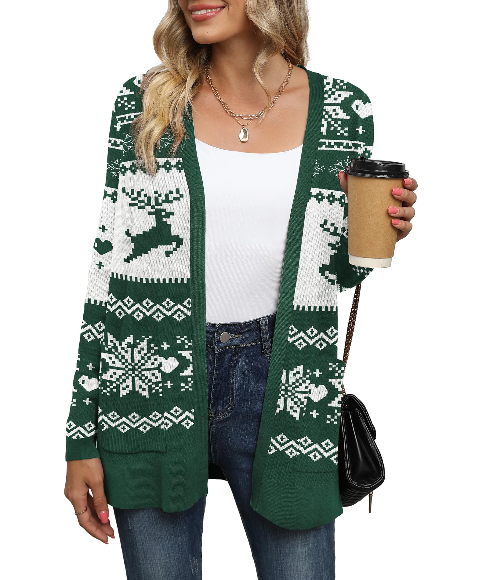 Locker.Ink | 10 Stylish Women's Jackets to Celebrate Christmas in Style LILBETTER Christmas Green Cardigan