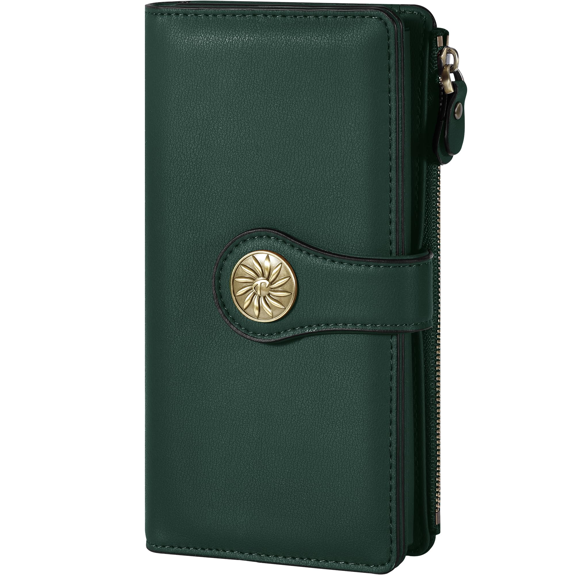 Travelambo Womens Wallet RFID Blocking Trifold Clutch Large Capacity Credit Card Holder Travel Purse