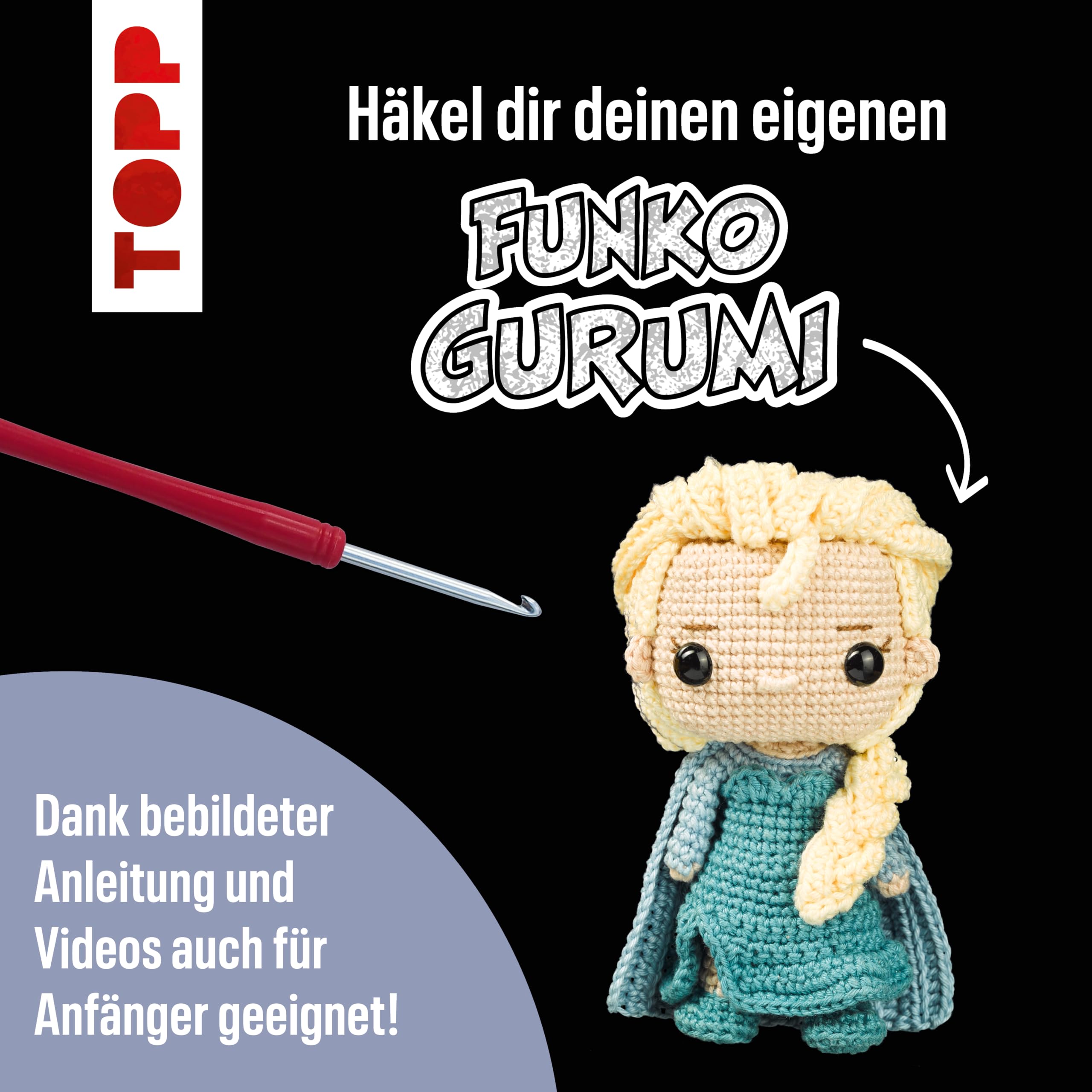 Crochet Personnage Elsa Débutant Topp Funkogurumi Elsa, Le Kit De Crochet Non Officiel, Instructions Kit Crochet Amigurumi Elsa