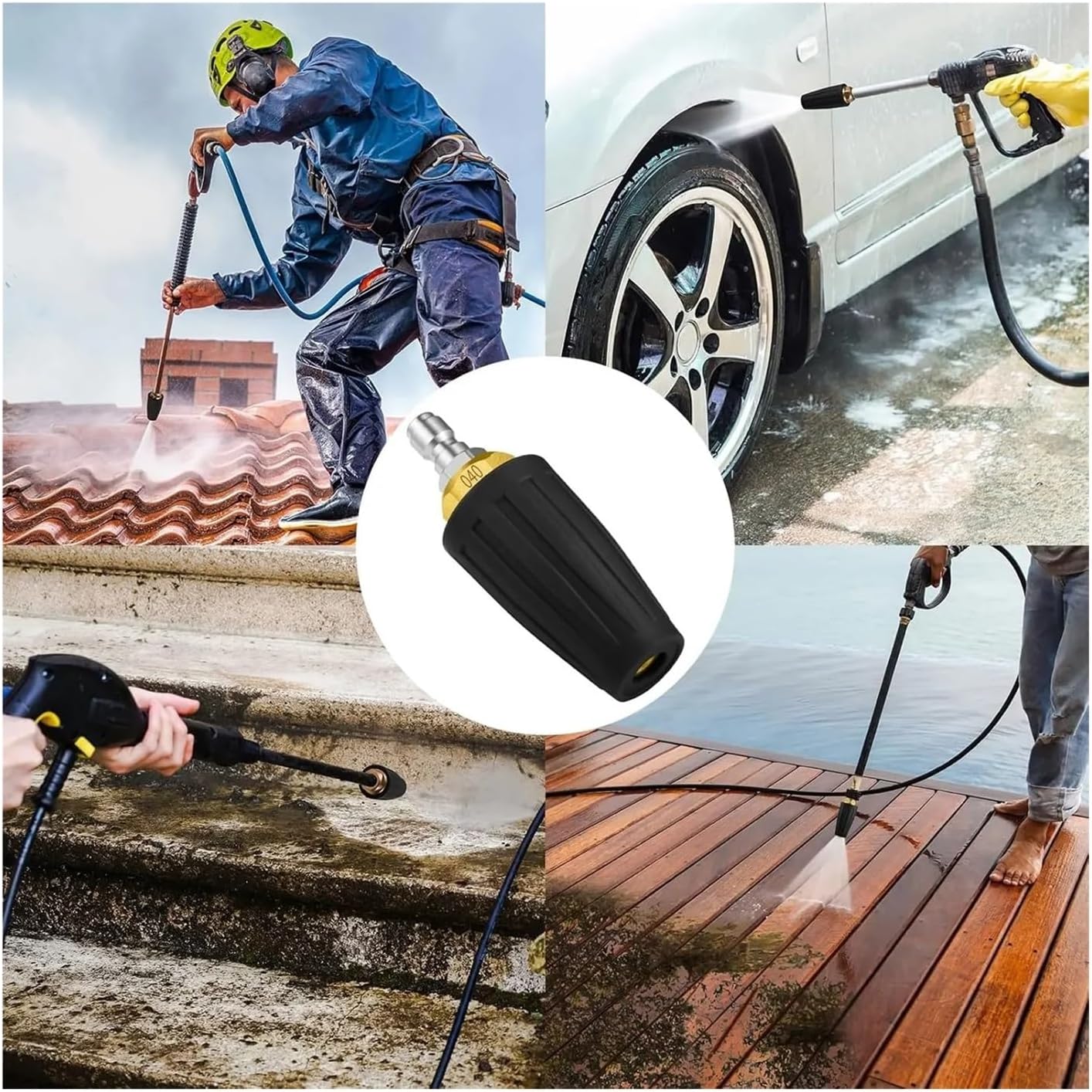 Pressure Washer Tips Turbo Nozzle 1pc High Pressure Washer High Pressure Water Gun 1/4 "Quick Insert Nozzle Rotating Nozzle