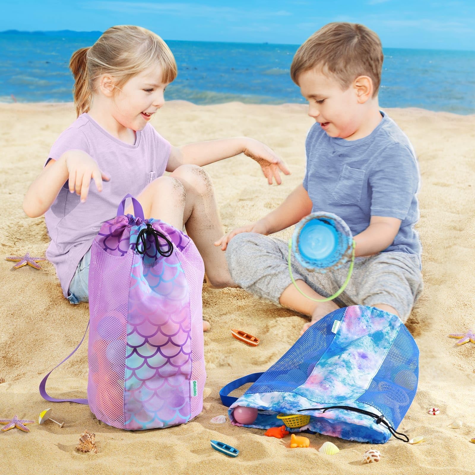 WAWSAM Sirena Borsa da Spiaggia in Rete Zaino con Coulisse Palestra Borsa  per Giocattoli da Spiaggia Grande Capacit� Sacchetta Sportiva Sacca con  Coulisse : Amazon.it: Sport e tempo libero