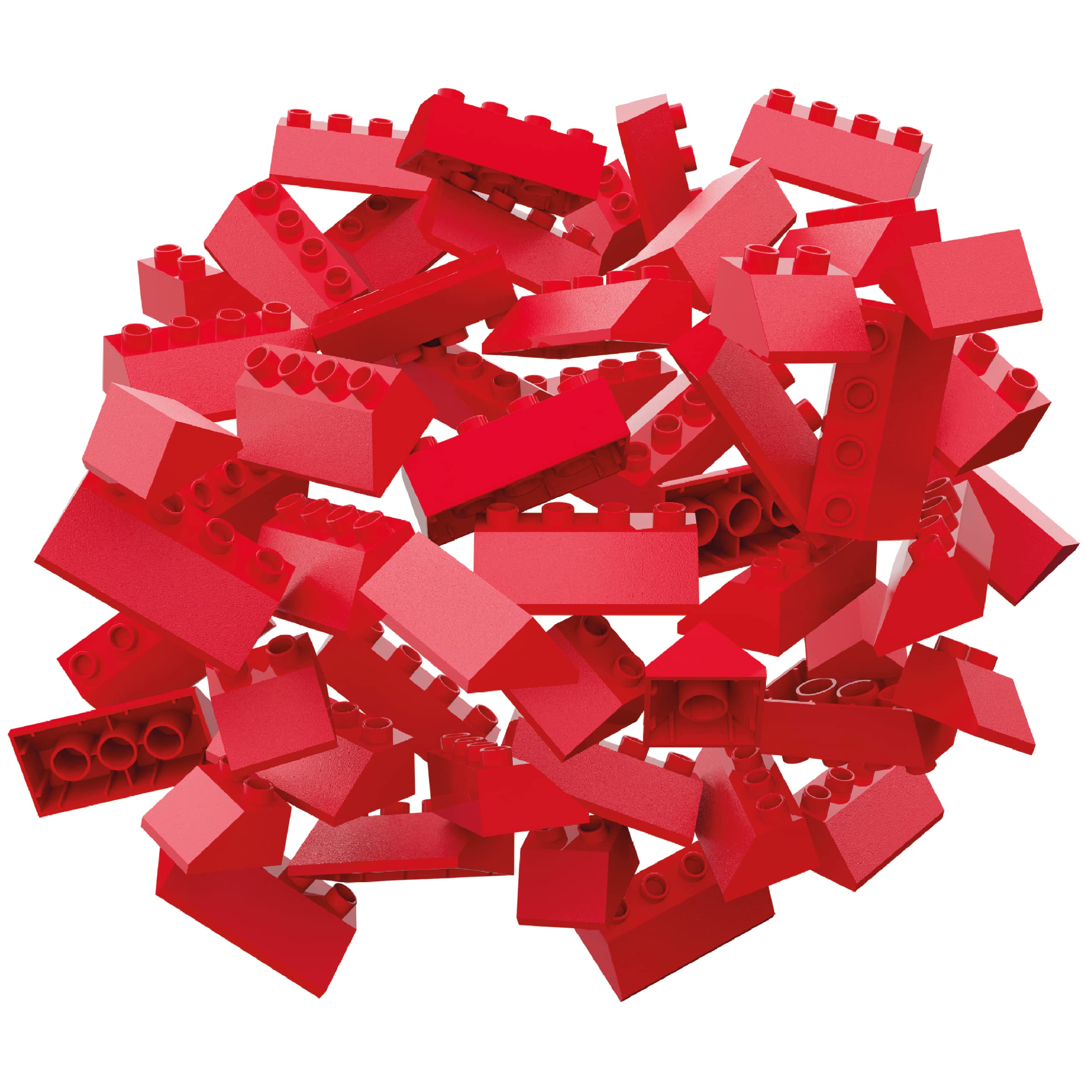Hubelino 400369 68-teiliges Dachsteine Set, rote Dachziegel, kompatibel mit großen Bausteinen Anderer Hersteller, Made in Germany