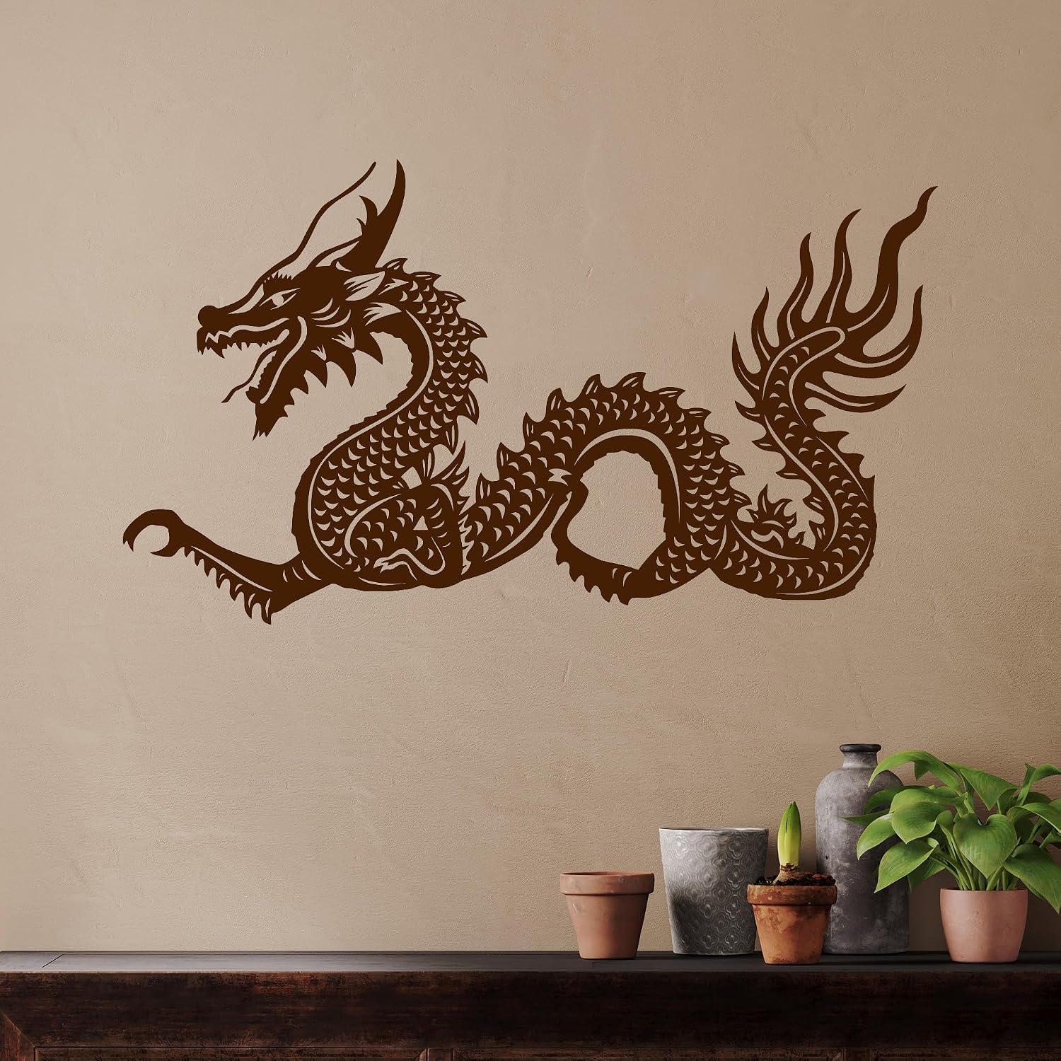 Vinyl Wall Decal Chinese Dragon Asian Decor Oriental Style Stickers (ig4257) Black