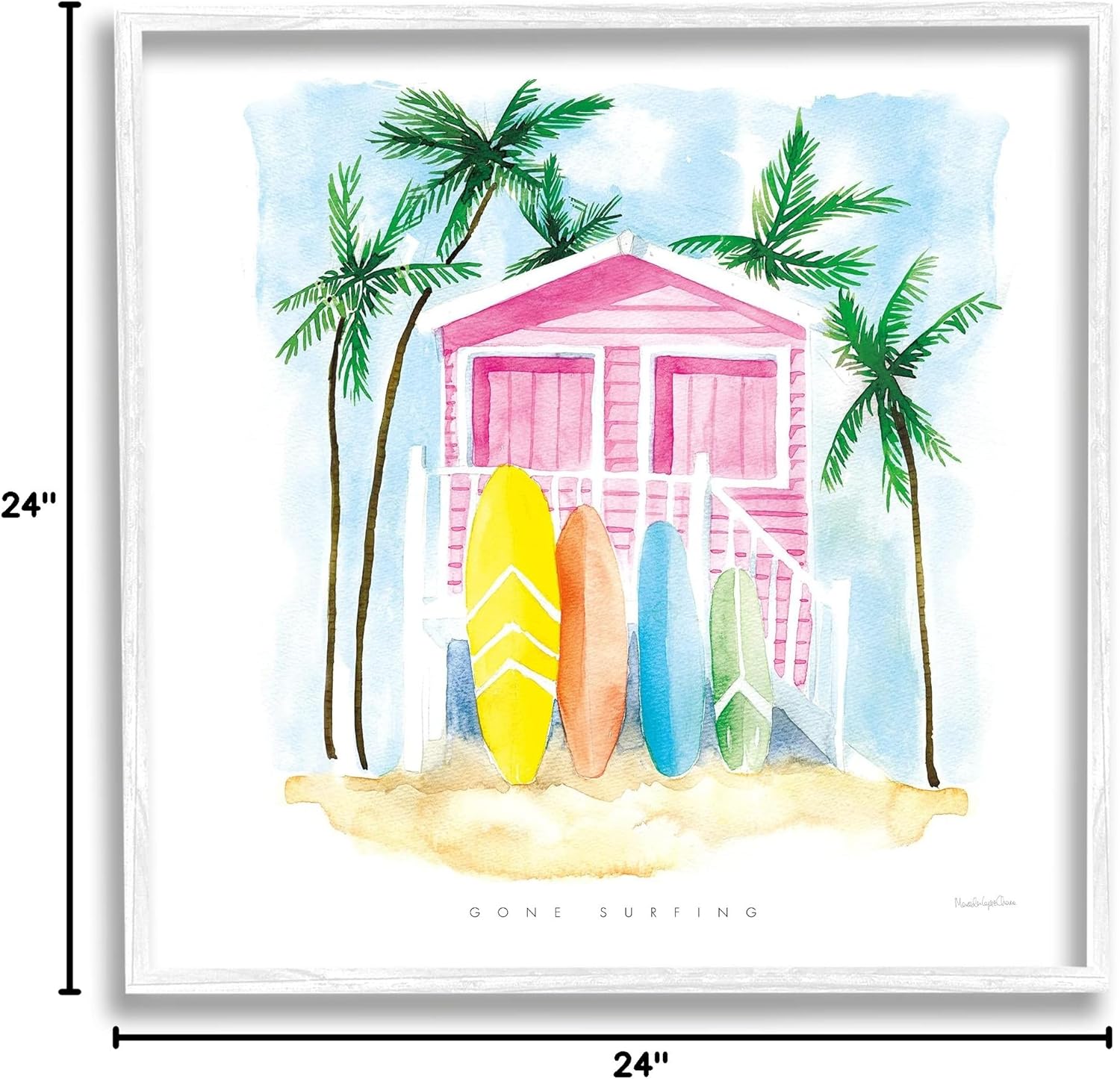 Stupell Industries Gone Surfing Tropical Phrase Pink Beach House