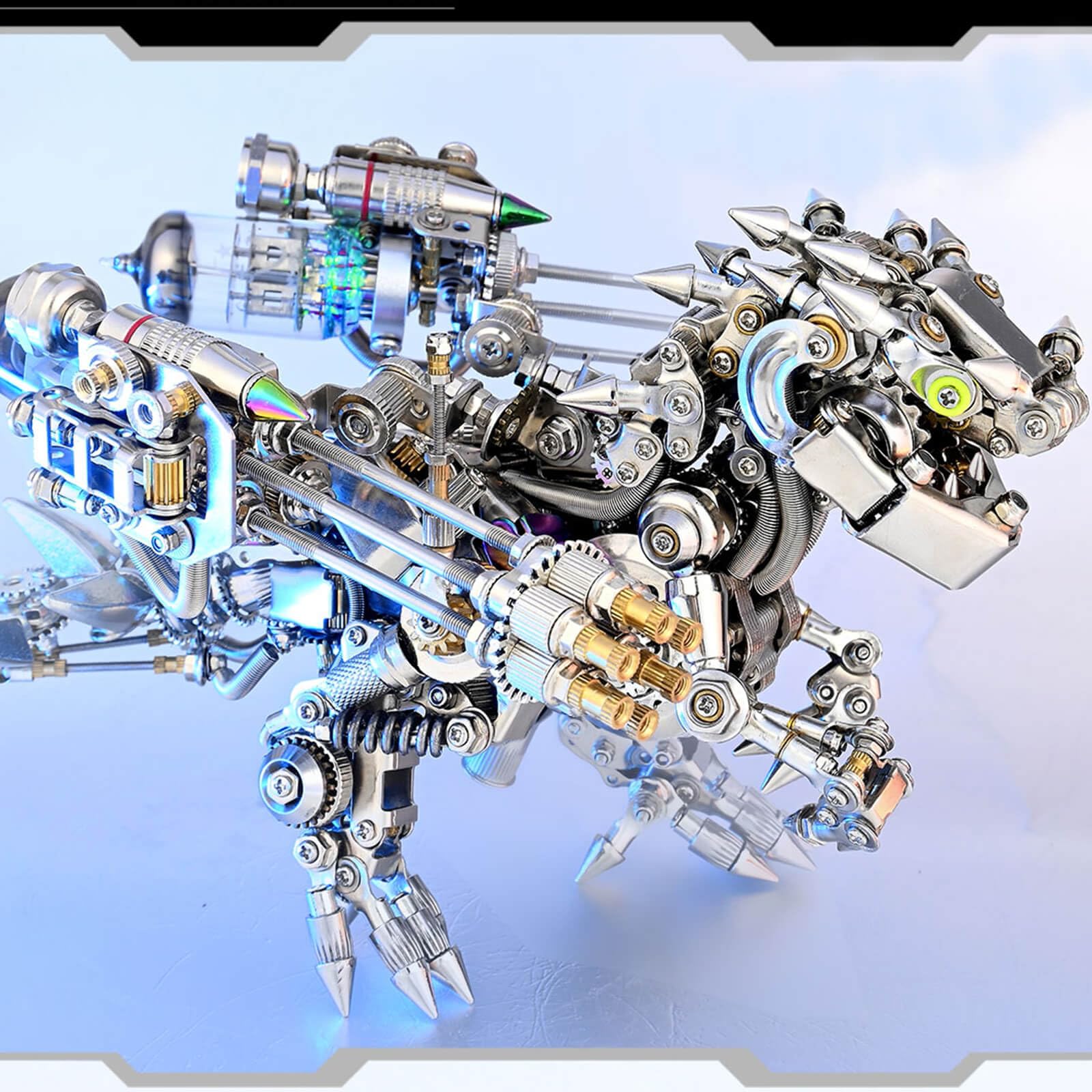 Kit di puzzle 3D in metallo dinosauro - Modello Steampunk T-Rex con ali e opzioni Gat-ling - Set di montaggio fai da te in acciaio inossidabile - Perfetto per adulti, appassionati di artigianato e