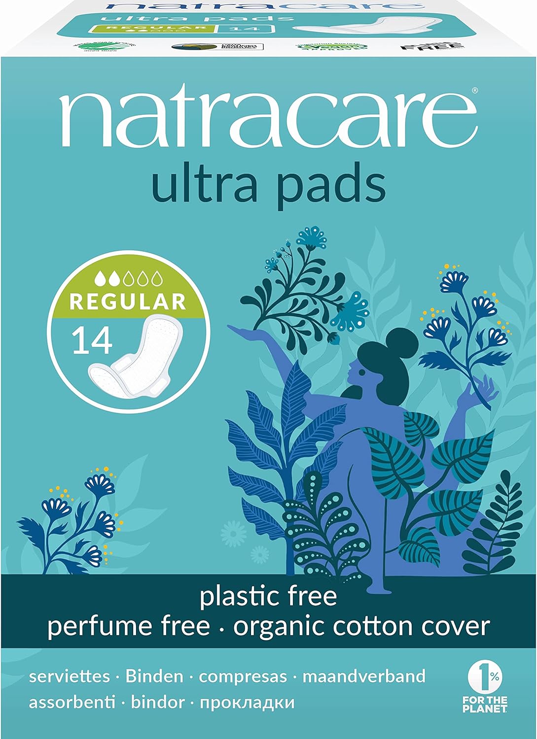 Natracare Slim Fitting Ultra Pads with Wings, Regular, Made