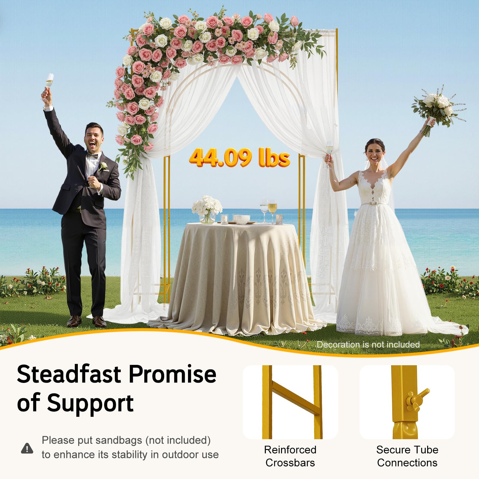 Arco per matrimonio, doppio strato, rettangolare, in metallo, arco per palloncini, per interni ed esterni, matrimoni, feste, giardino, banchetti