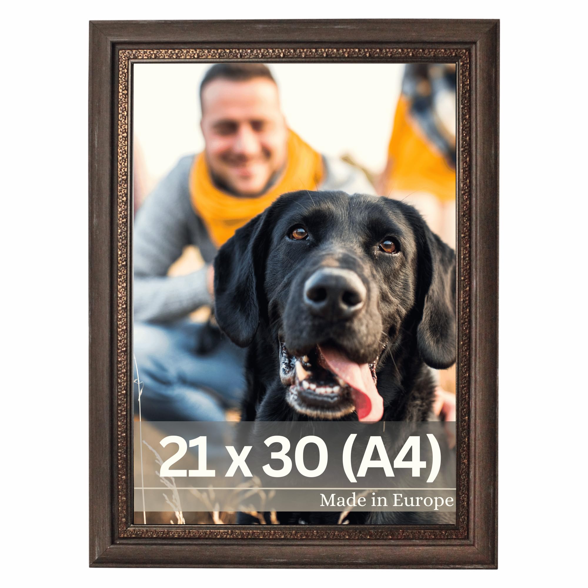 VictoR Bilderrahmen Boho braun in 21x30 cm (A4) - Leiste: 30x16mm - Fotorahmen vintage Deko rustikal - Bilderrahmen braun 20x30 - Landhaus