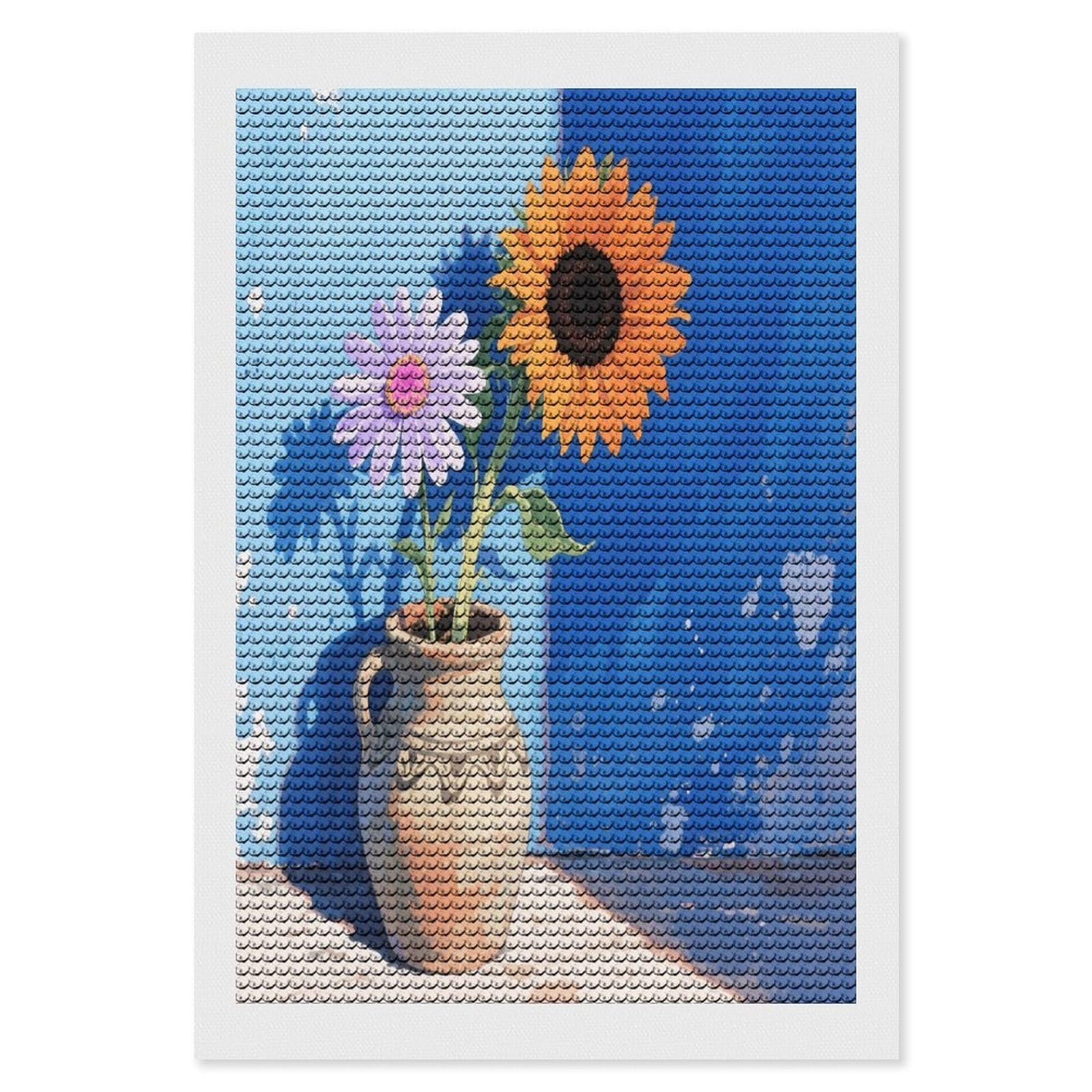 VstaDank Daisy Sunflower Diamond Painting Kits Exquisite DIY Full Round Drill Diamond Dots Painting for Adults Beginner Diamond Photo Paint with Diamond Picture Art Wall Decor 8"x12"