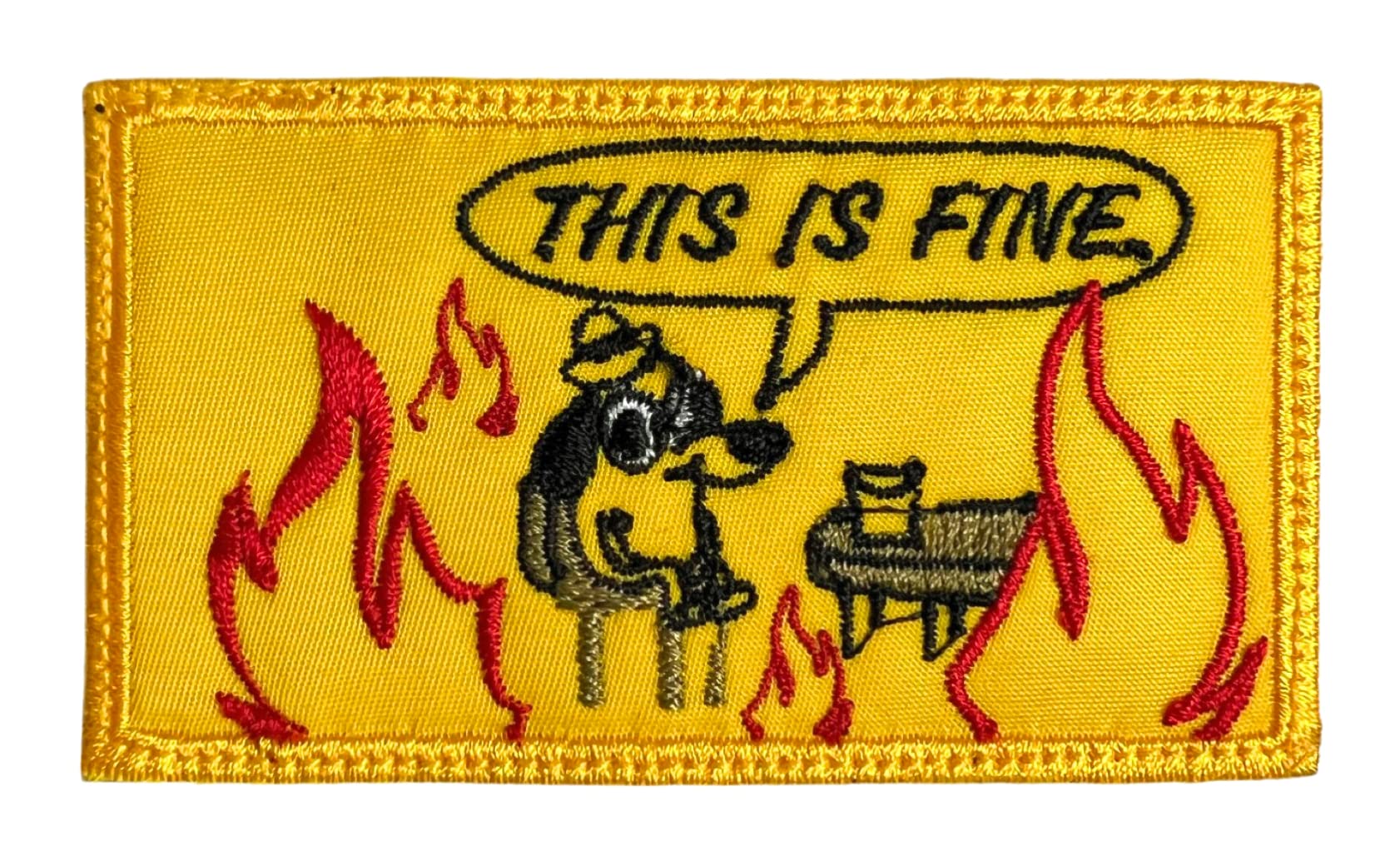Almost SGT This is fine Meme Patch - Funny Tactical Morale Embroidered Patch Hook Fastener Backing