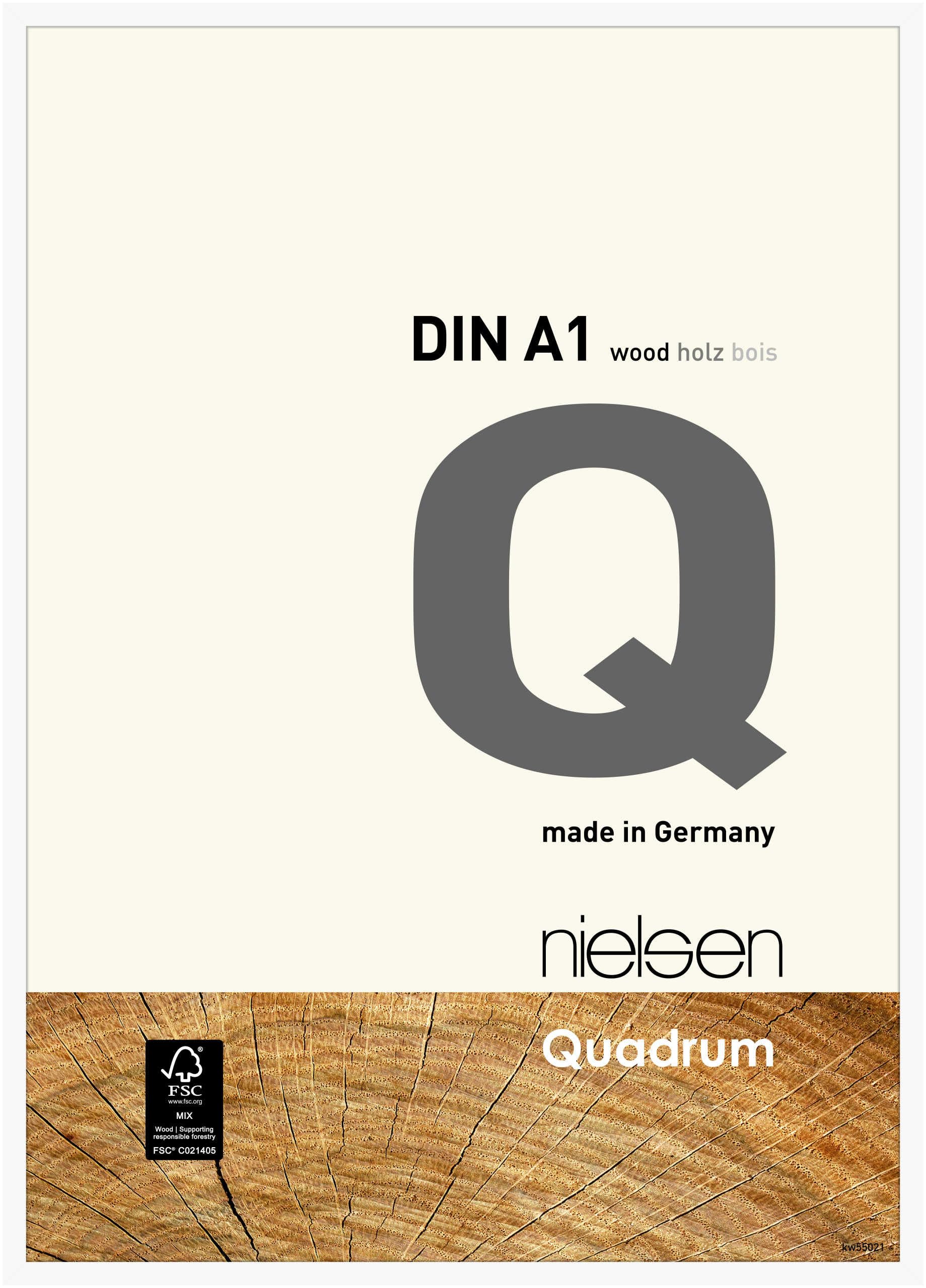 nielsen Quadrum Wooden Picture Frame - Matt White A1, 59.4x84.1cm - with Float Glass and Easy Push-Turn Clips - for Photos and Art