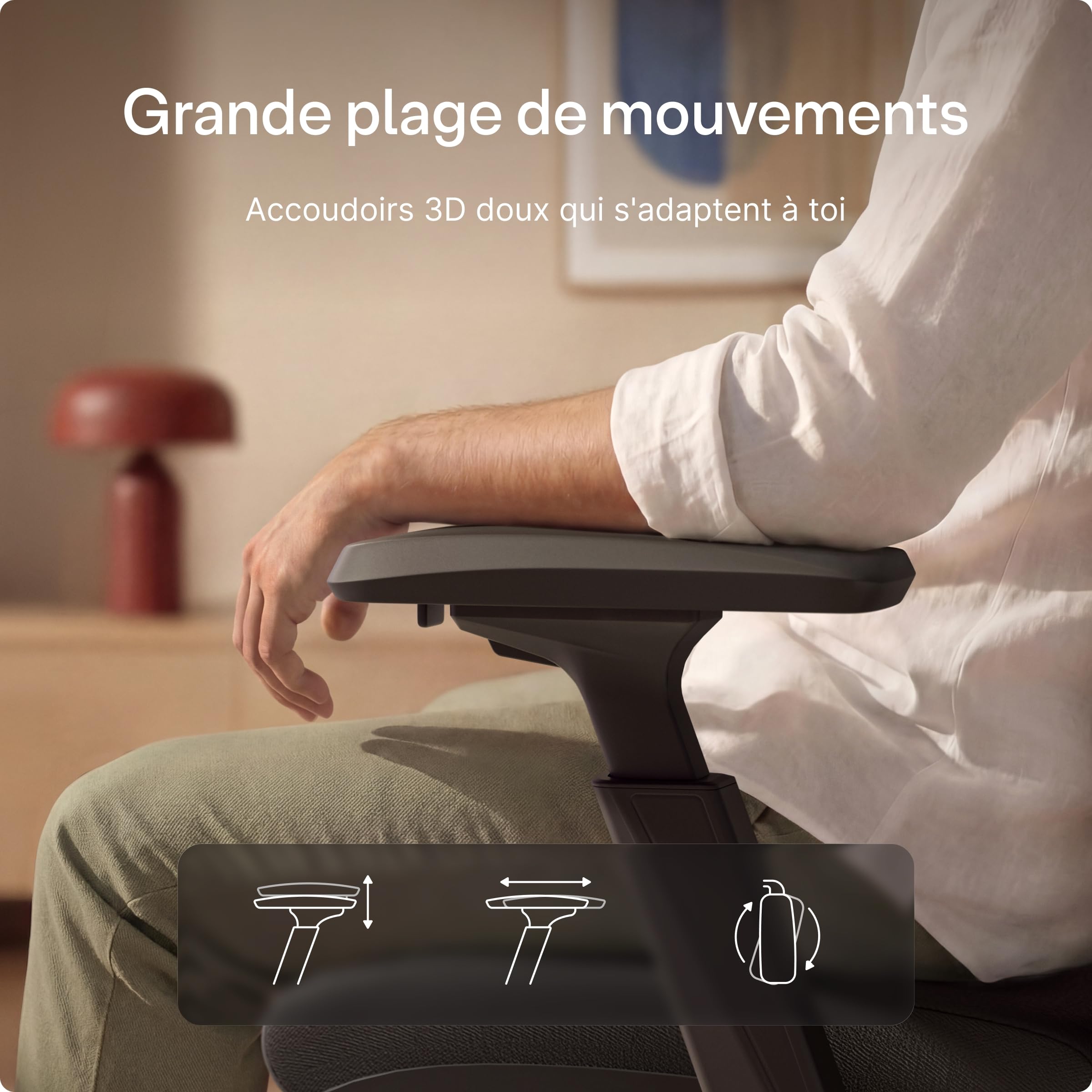 Desktronic Chaise de Bureau Ergonomique réglable Chaise de Bureau avec Support Lombaire - Aucune Douleur au Dos - Chaise d'ordinateur réglable en Hauteur et protégeant Le Dos - Noir