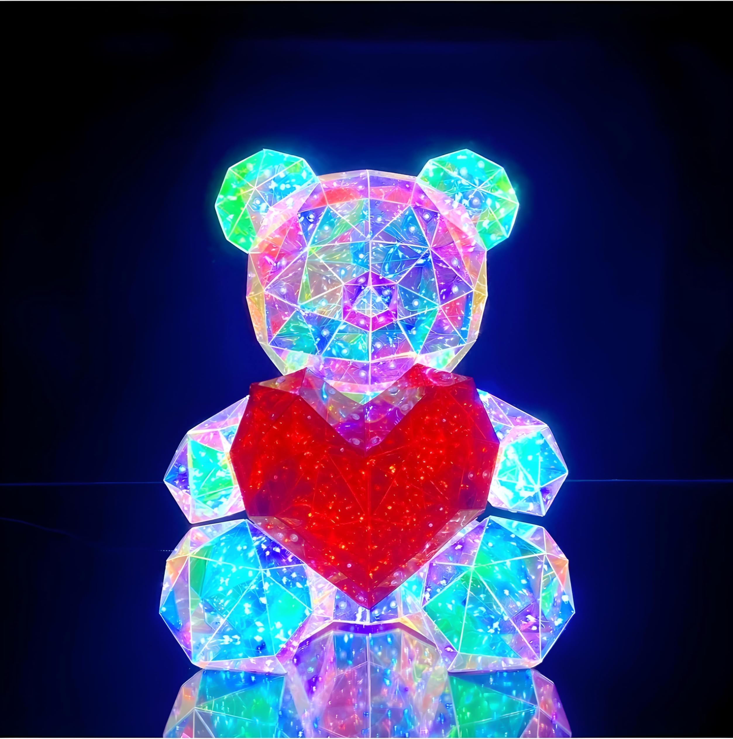 Unique Gift Shop Galaxy LED Bear Night Light [New 2024] - Pink & Red - Plastic - Novelty - USB Powered