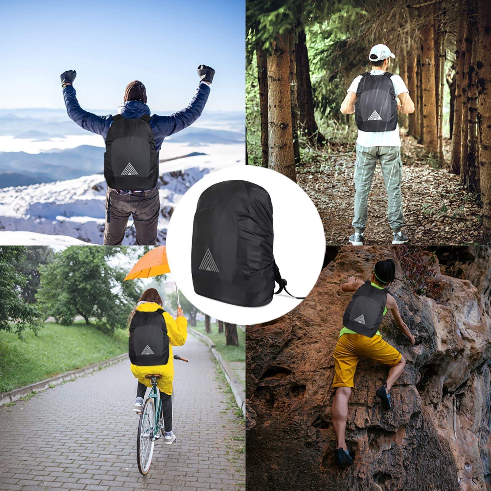 Copri Zaino per Pioggia 15-75L,Coprizaino Impermeabile,Copertura Zaino Antipioggia con Fibbia Regolabile,Parapioggia per Zaino per Escursionismo,Campeggio,Viaggio,Ciclismo